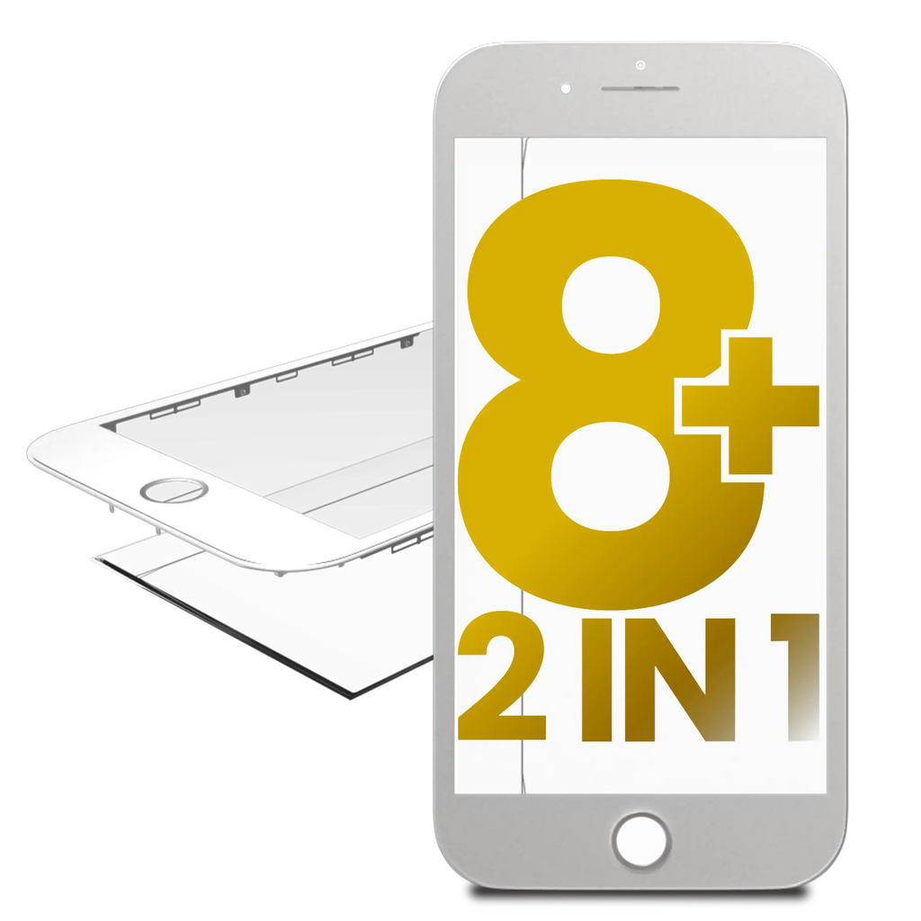 Glas mit Rahmen vorinstalliert für iPhone 8 Plus Weiß Premium 2er-Pack