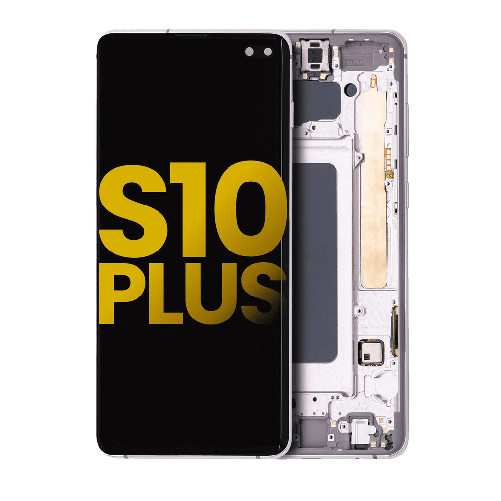 OLED-Display mit Rahmen für Samsung Galaxy S10 Plus (Refurb.) (Ceramic White)