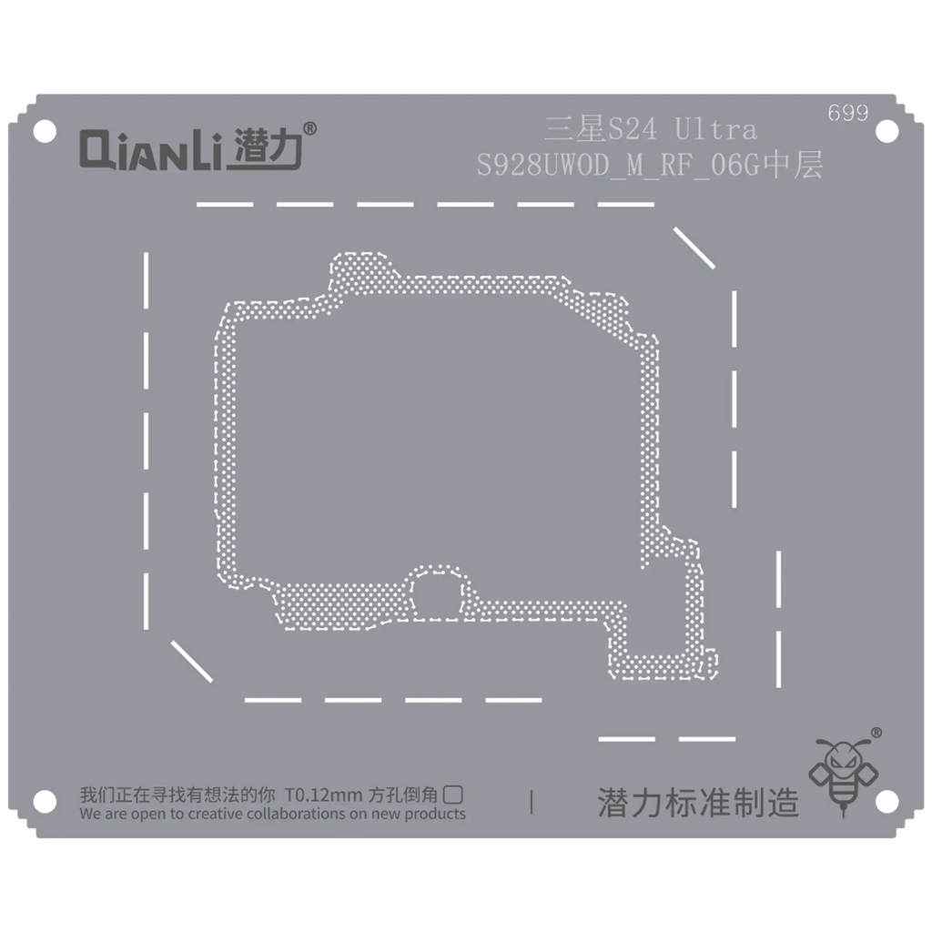 Bumblebee Stencil (QS699) for Samsung Galaxy S24 Ultra S928UWODMRF06G Midframe