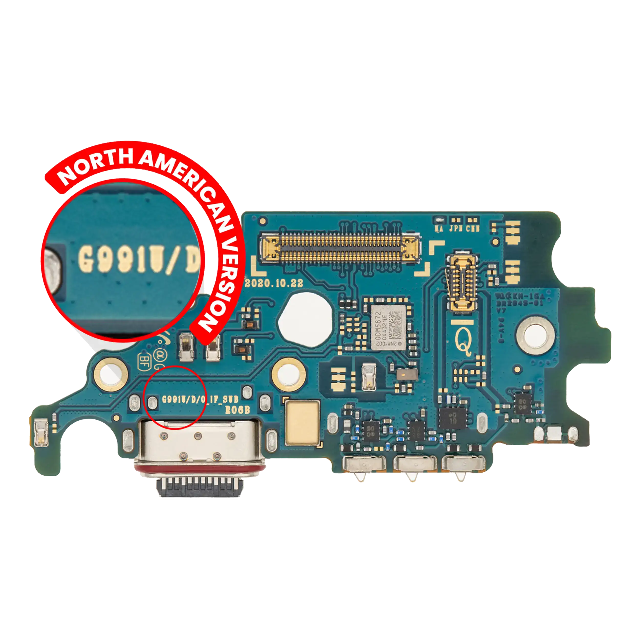 Charging Port Flex Cable with SIM Card Reader for Samsung Galaxy S21 5G (G991U) (US Version) (Premium)