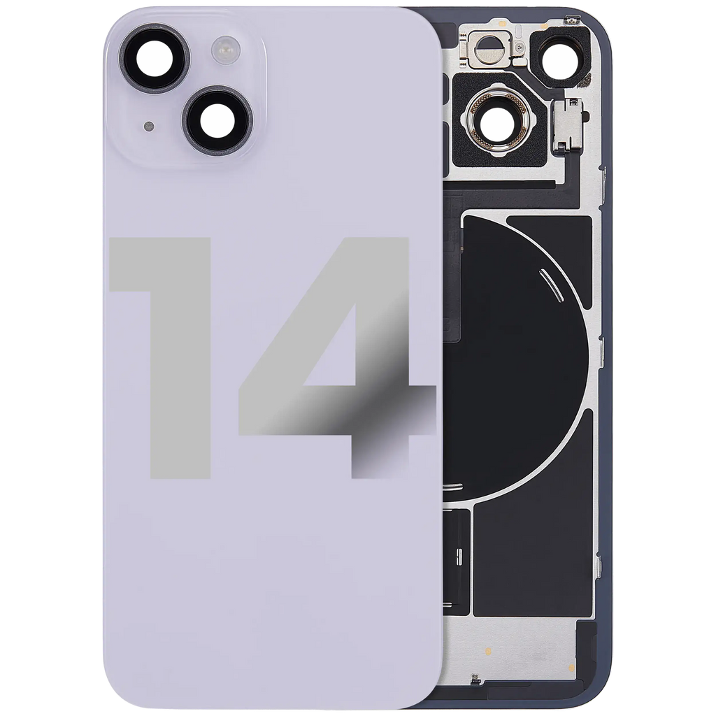 Back Cover with MagSafe Magnet, NFC & Flash Flex Cable for iPhone 14 (Used OEM Part, Grade A, Purple)