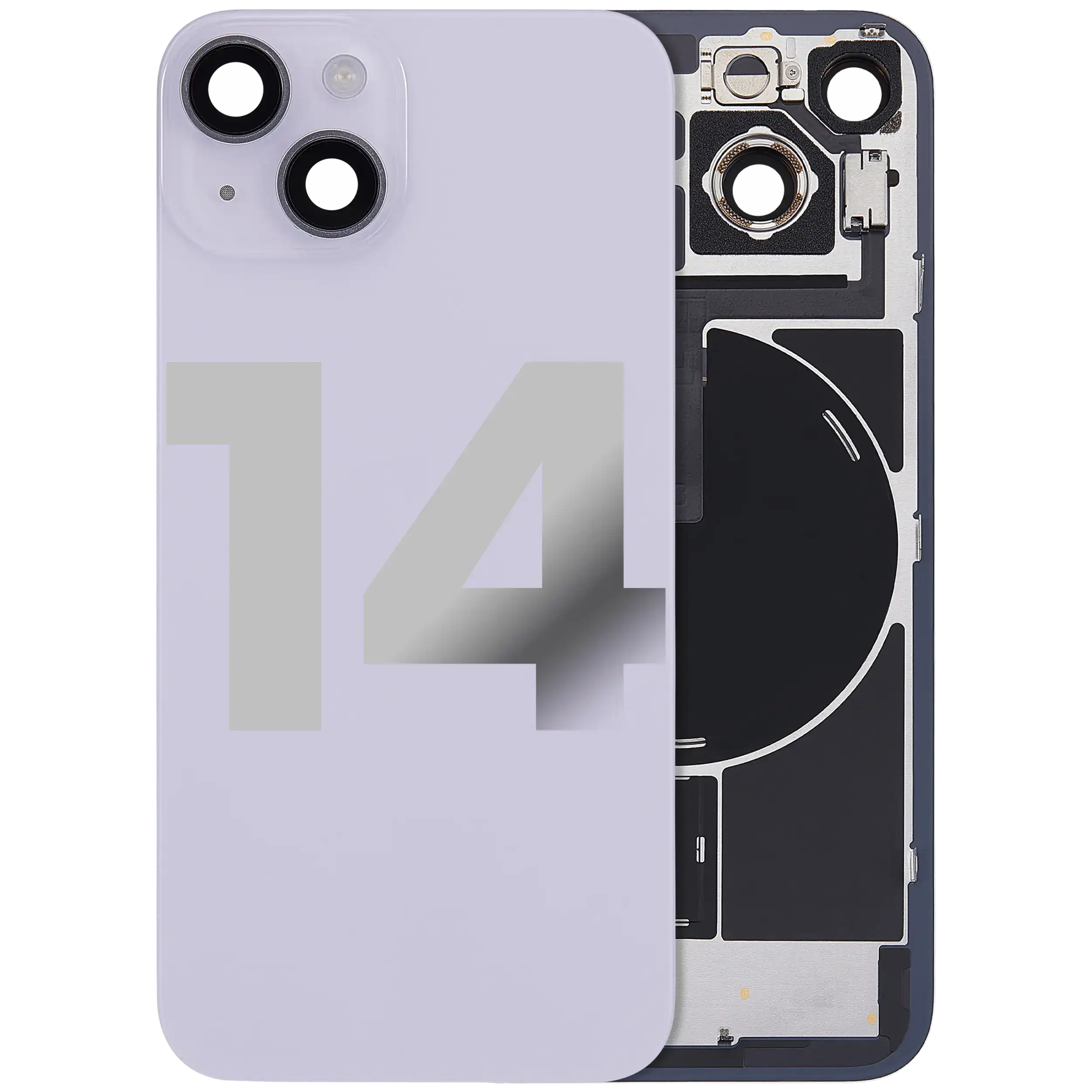 Back Cover with MagSafe Magnet, NFC & Flash Flex Cable for iPhone 14 (Used OEM Part, Grade A, Purple)