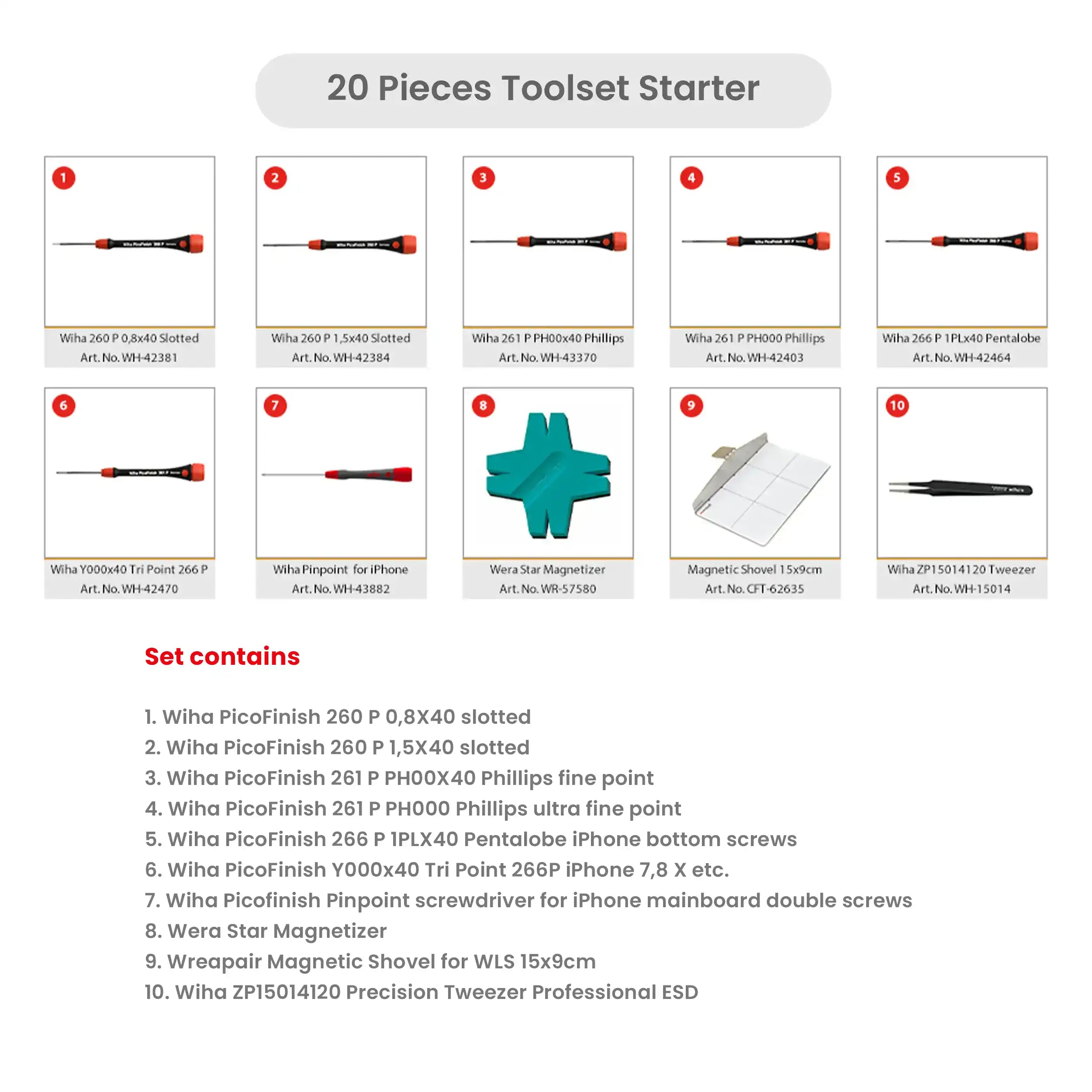 20-teiliges Werkzeugset Starter (Wrepair)