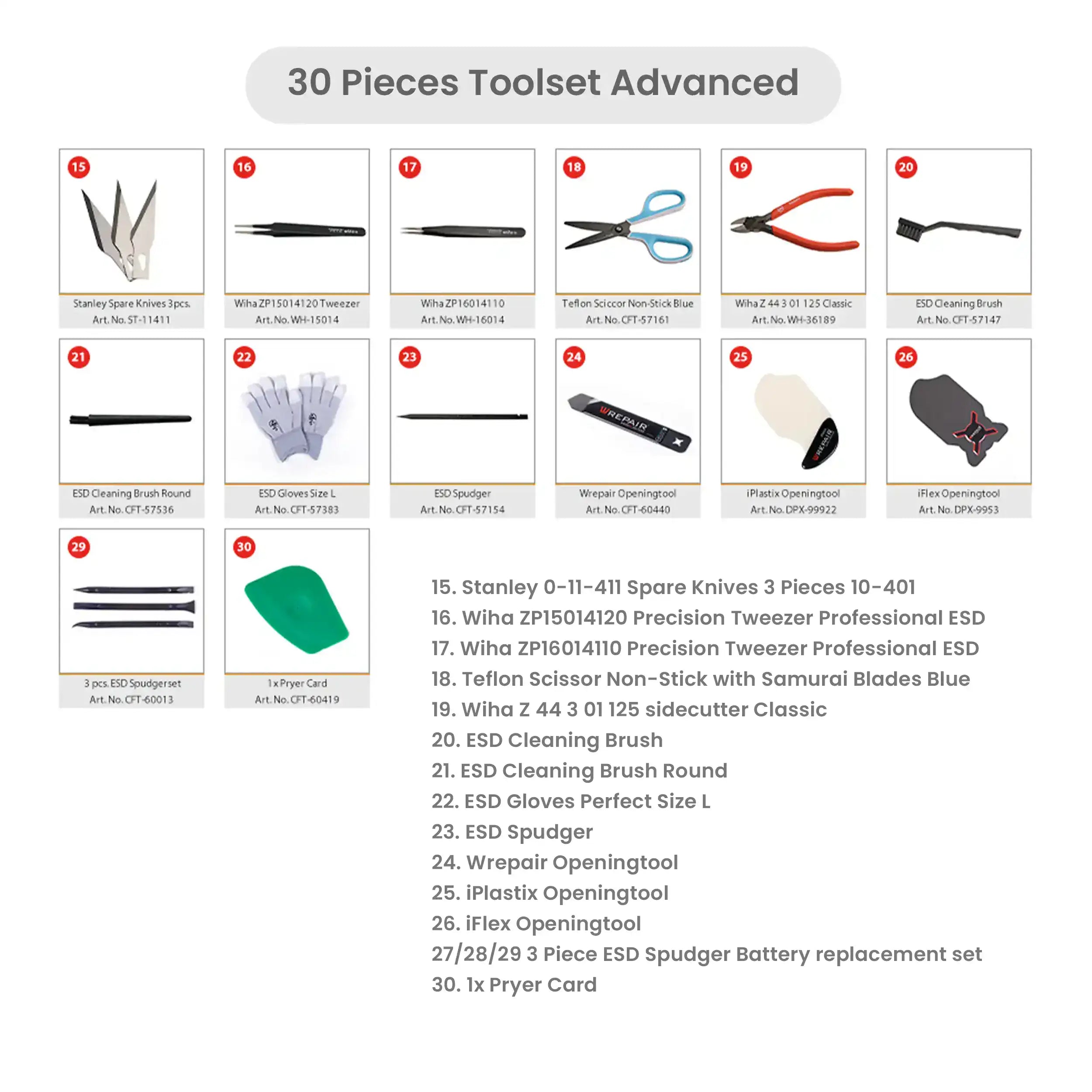 30-teiliges Werkzeugset Advanced (Wrepair)