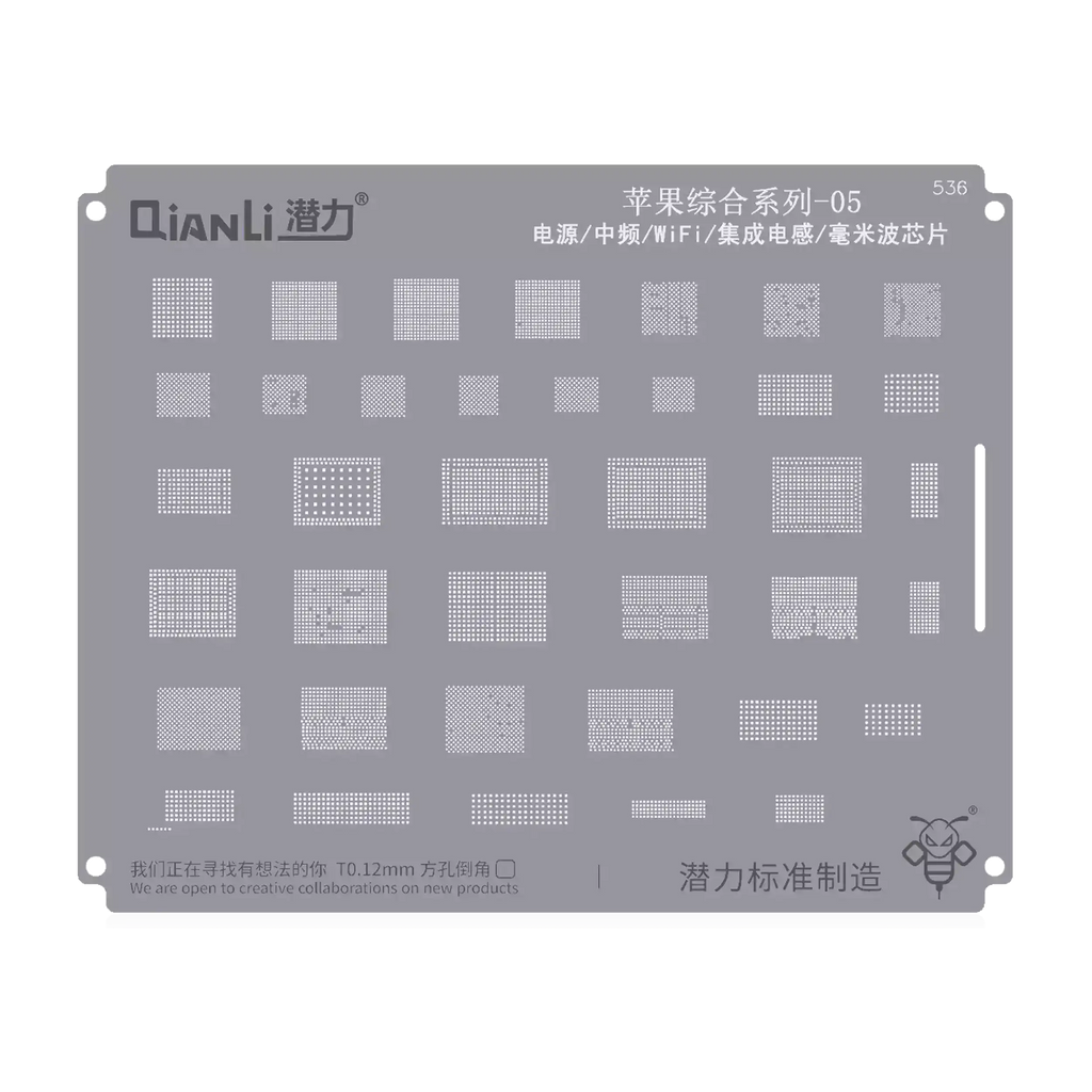 Bumblebee Stencil (QS536) Apple CPU 05 - Power Supply / MF / Wifi / Integrated Coil / Millimeter-Wave IC (Qianli)