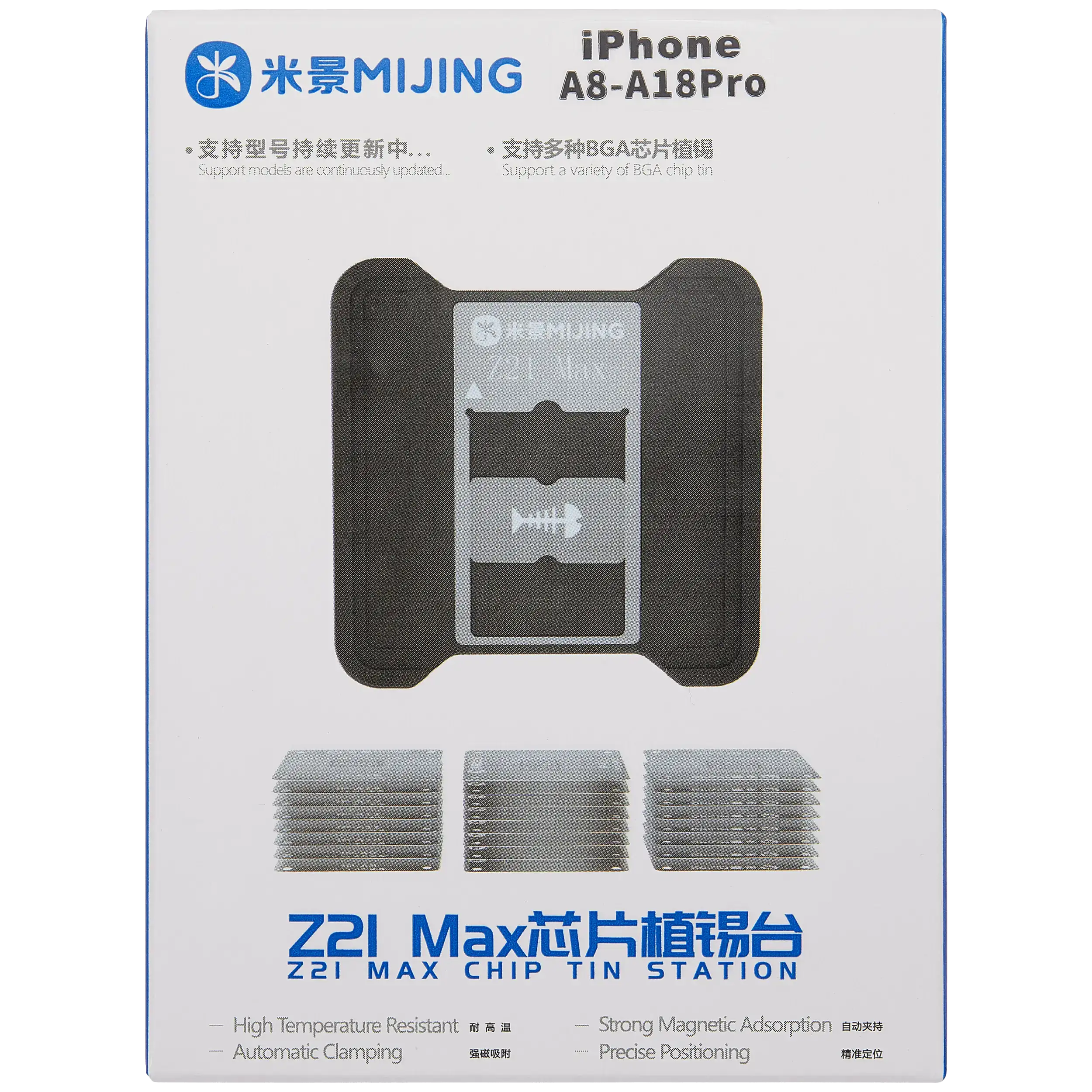 Z21 Max 9-in-1 CPU-Reballing-Schablone für A8 bis A18 (MiJing)