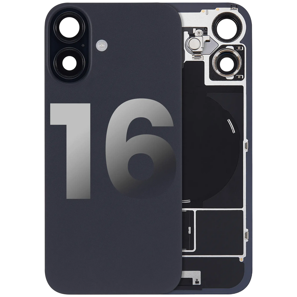 Back Cover with MagSafe Magnet, NFC & Flash Flex Cable for iPhone 16 (Used OEM Pull, Quality B, Black)