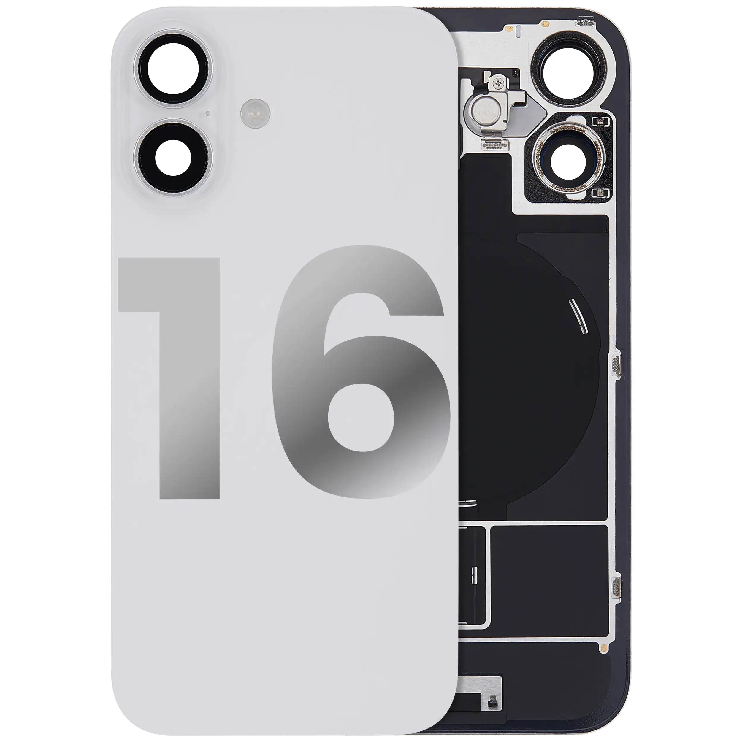 Backcover mit MagSafe, NFC & Blitz-Flexkabel für iPhone 16, Weiß, OEM Pull B