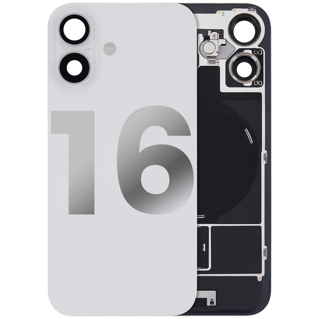 Back Cover with MagSafe Magnet, NFC, and Flash Flex Cable for iPhone 16 (Used OEM Removal, Quality B) (White)