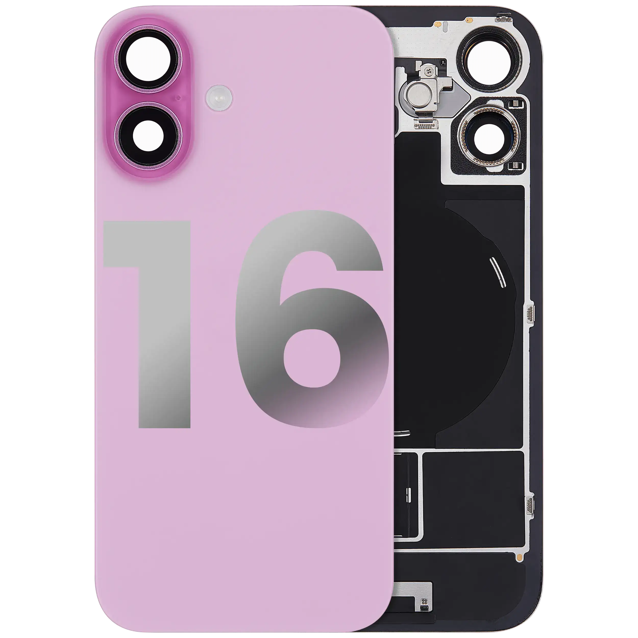Back Cover with MagSafe Magnet, NFC, and Flash Flex Cable for iPhone 16 (Used Original, Quality B) (Pink)