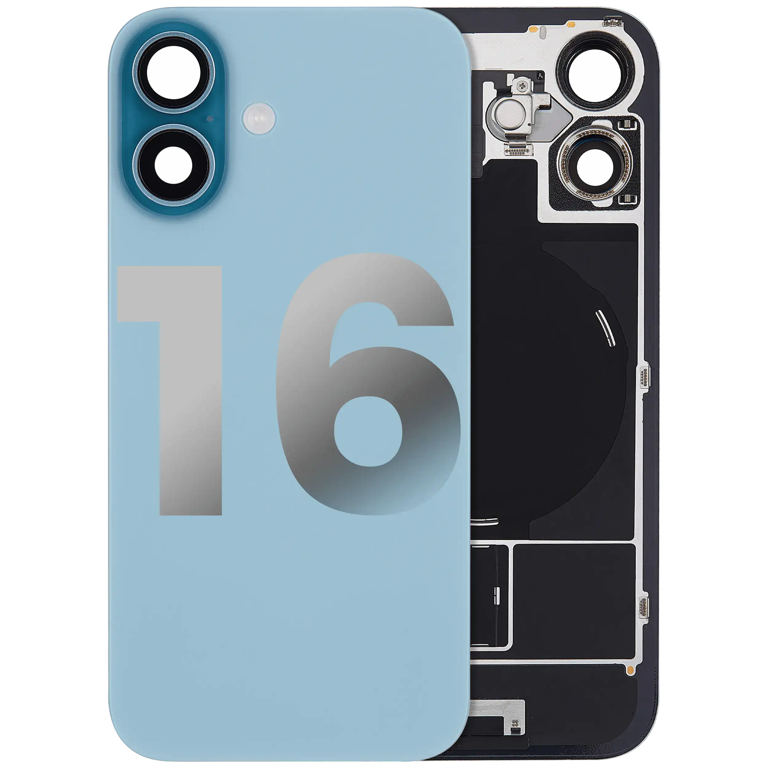 Back Cover with MagSafe Magnet, NFC & Flash Flex Cable for iPhone 16 (Used, Quality B, Teal)