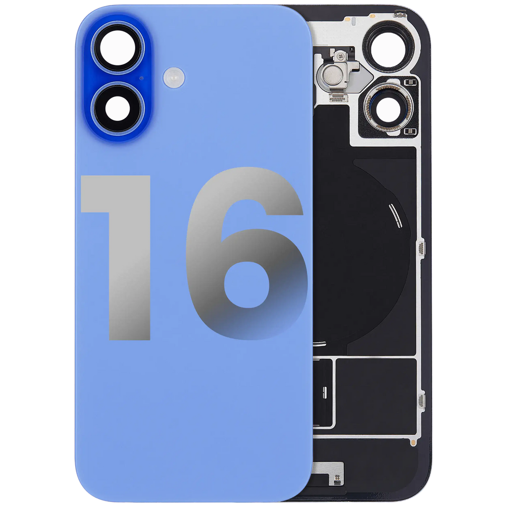 Back Cover with MagSafe Magnet, NFC, and Flash Flex Cable for iPhone 16 (Used OEM Pull, Quality B) (Ultramarine)