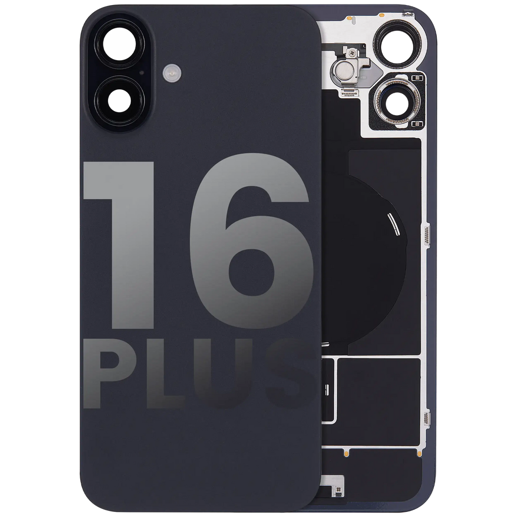 Back Cover with MagSafe Magnet, NFC, and Flash Flex Cable for iPhone 16 Plus (Used OEM Removal, B Quality, Black)