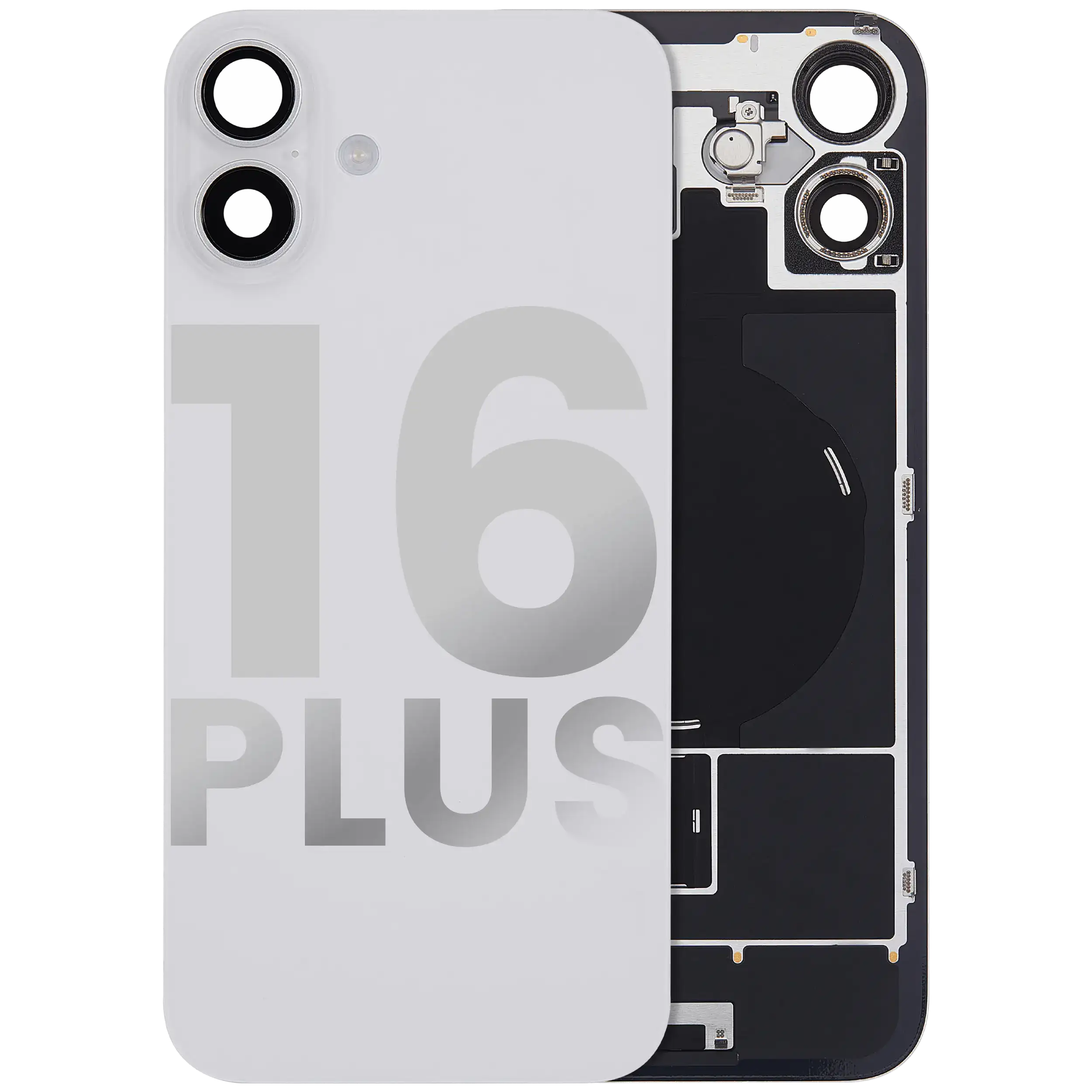 Back Cover with MagSafe Magnet, NFC, and Flash Flex Cable for iPhone 16 Plus (Used OEM, B Quality) (White)
