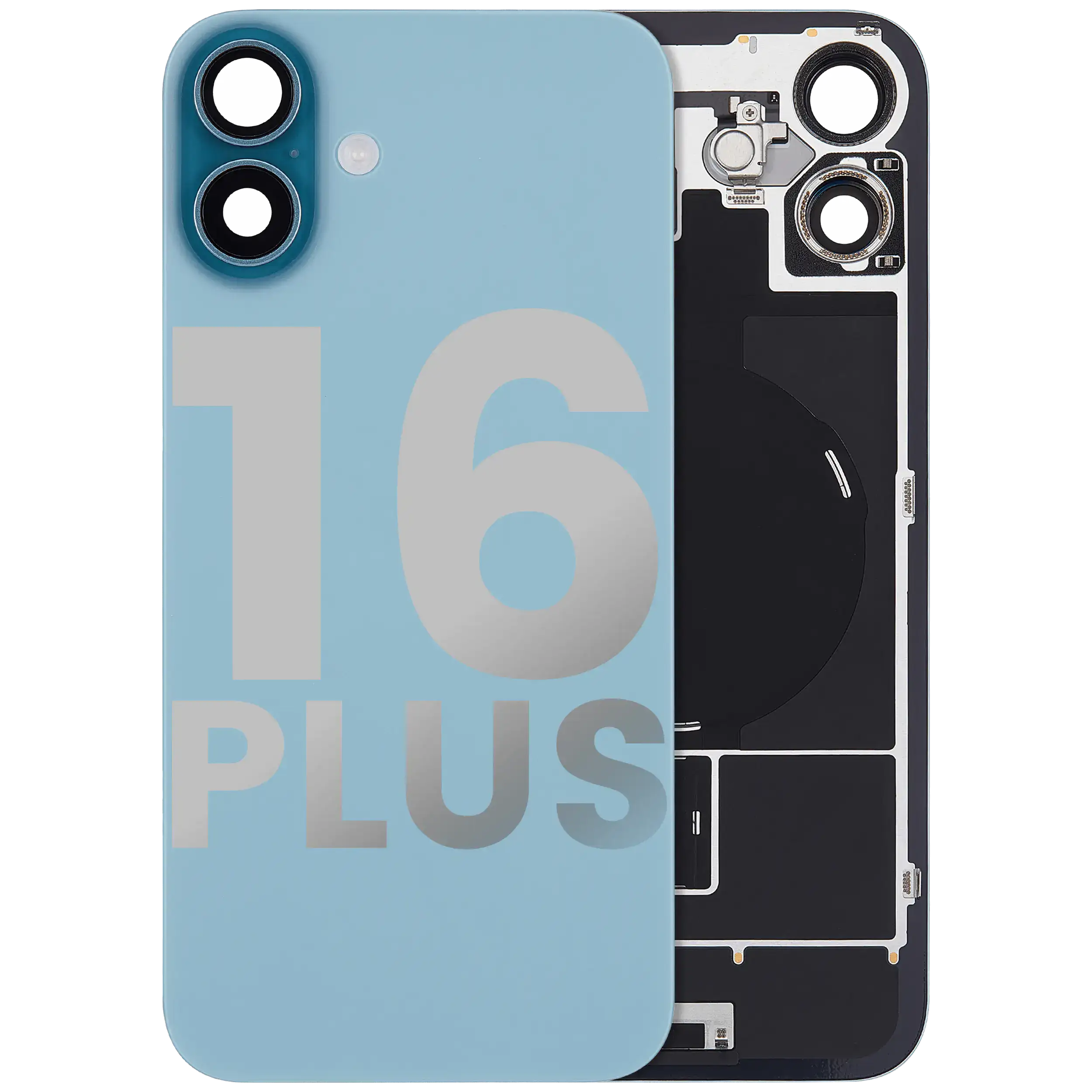 Back Cover with MagSafe Magnet, NFC & Flash Flex Cable for iPhone 16 Plus (Used OEM Disassembly, B Quality) (Teal)