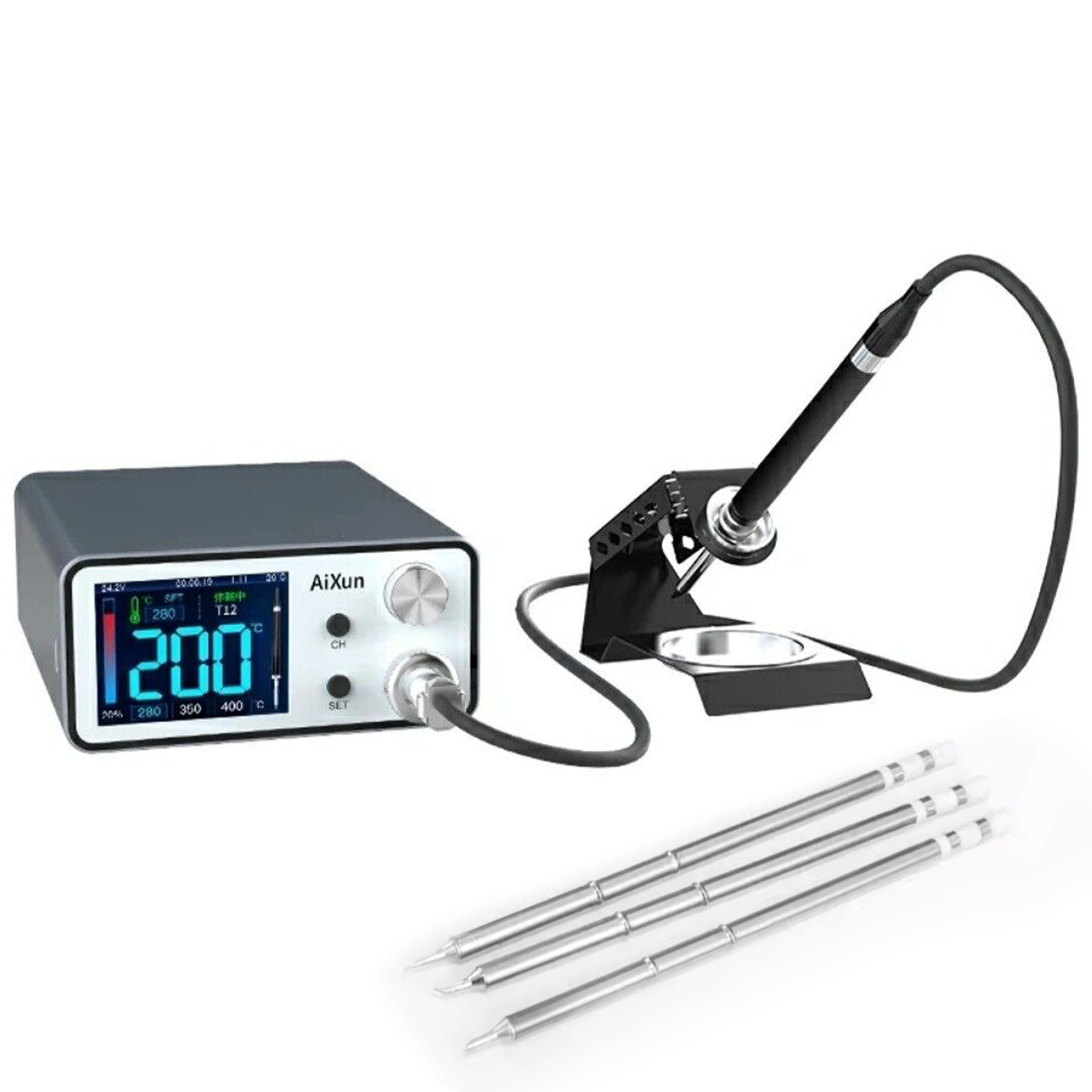 Aixun T3A Smart Soldering Station with T12 Handle and Soldering Tips (110V)