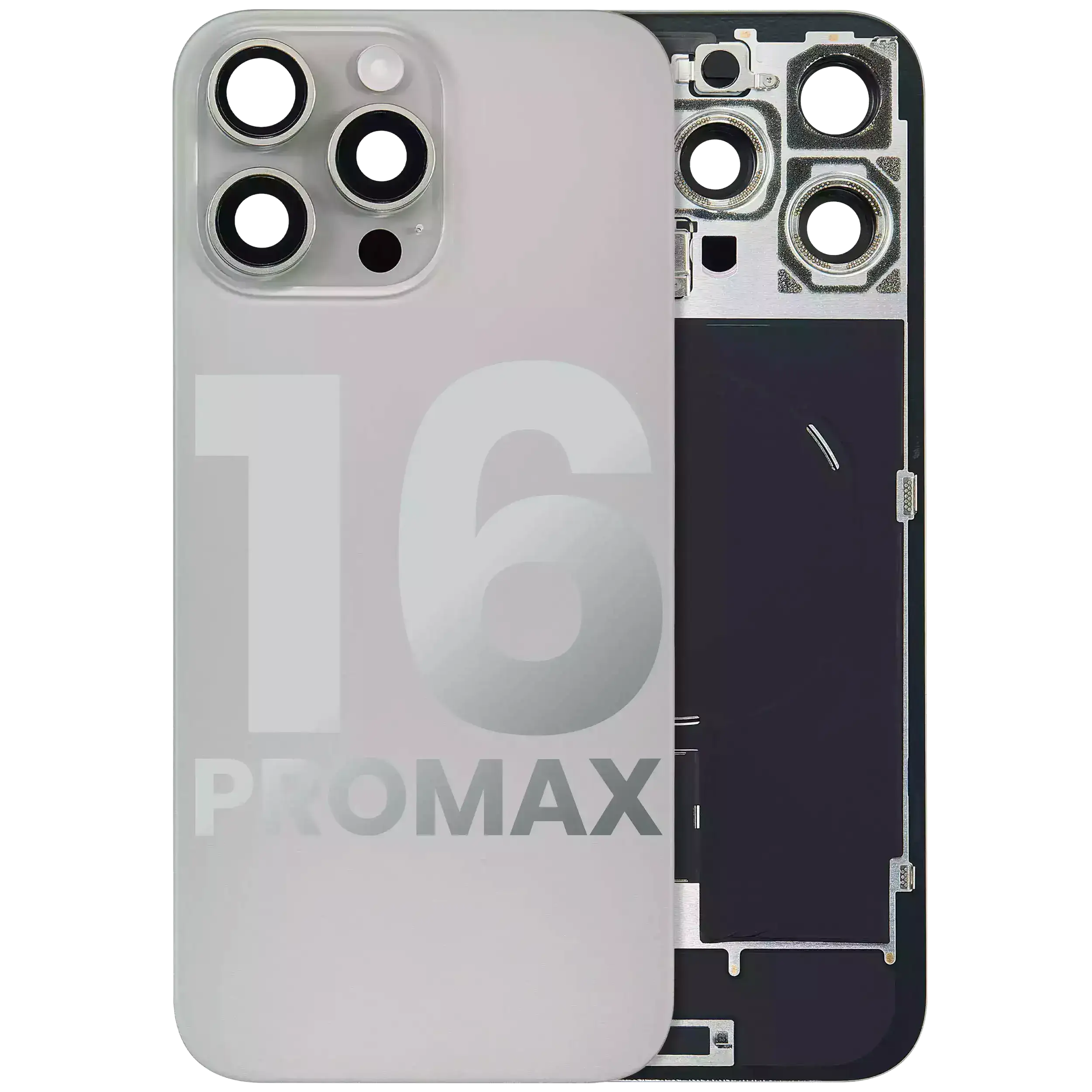 Back Cover with MagSafe Magnet, NFC, and Flash Flex Cable for iPhone 16 Pro Max (Used OEM Pulled, A Quality) (Natural Titanium)