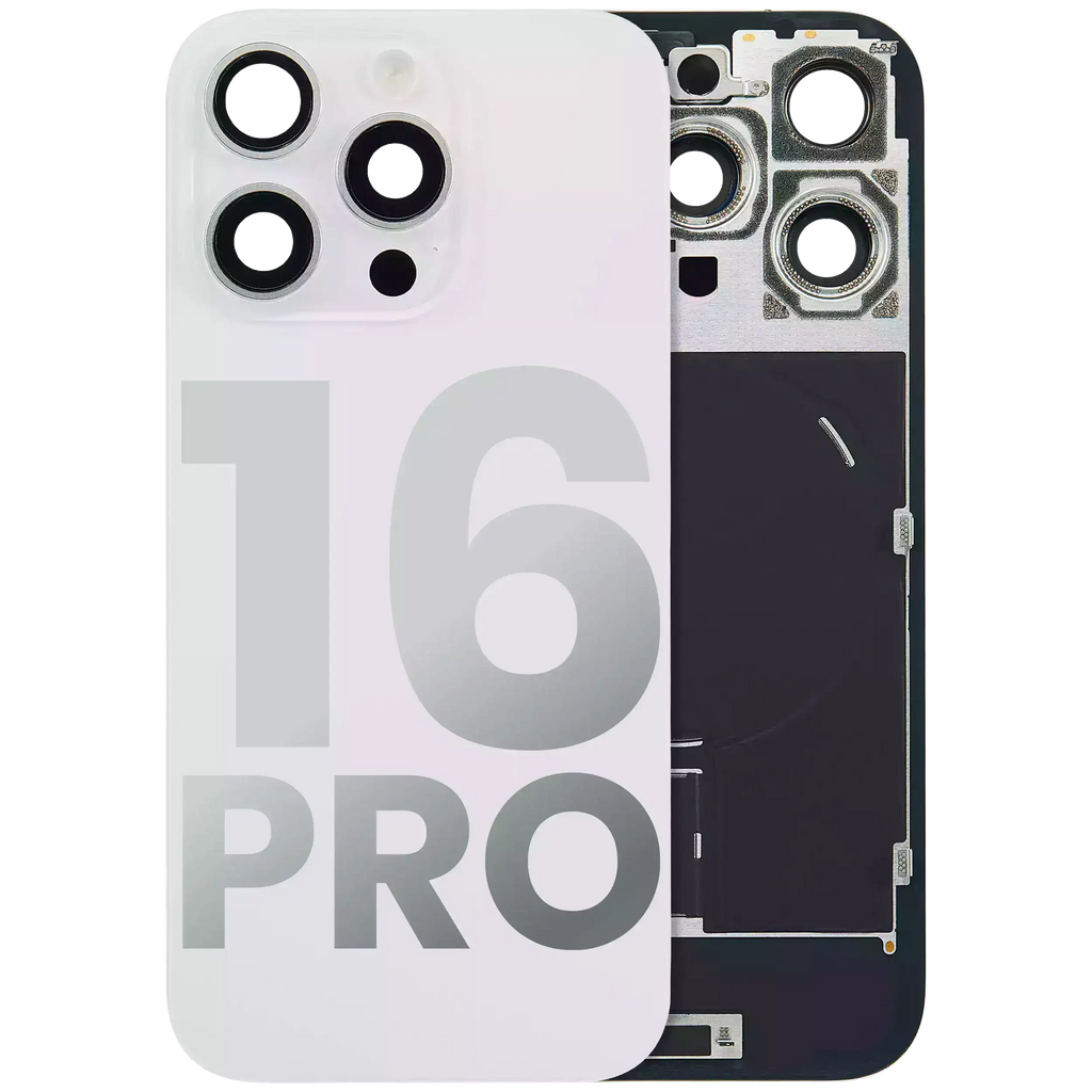 Back Cover with MagSafe Magnet, NFC & Flash Flex Cable for iPhone 16 Pro (Used OEM Removal, Quality A) (Titanium White)