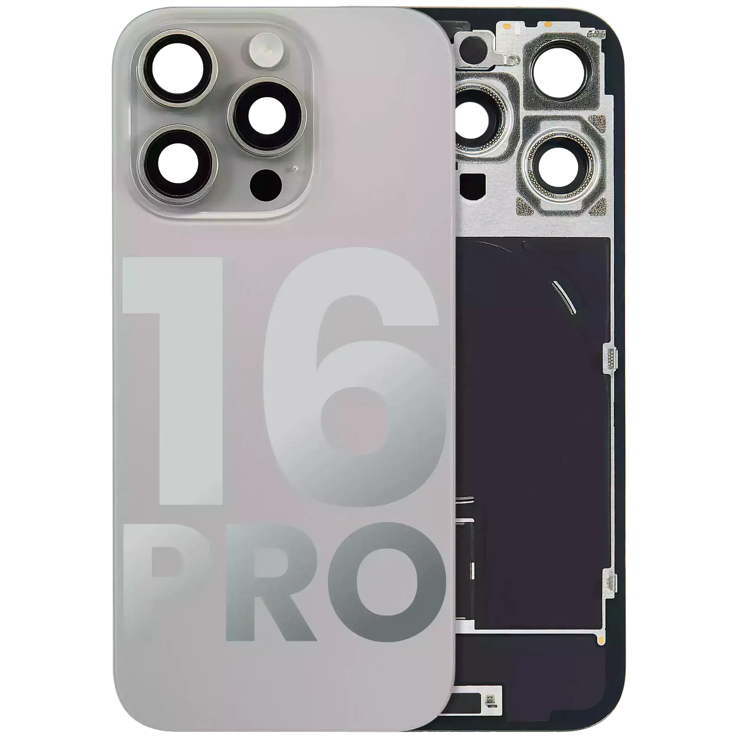Back Cover with MagSafe Magnet, NFC, and Flash Flex Cable for iPhone 16 Pro (used OEM, Quality A) Natural Titanium