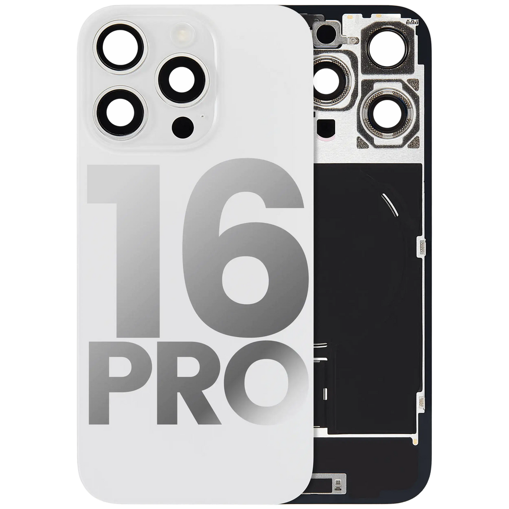 Back cover with MagSafe magnet, NFC & flash flex cable for iPhone 16 Pro (used OEM, B quality, White Titanium)