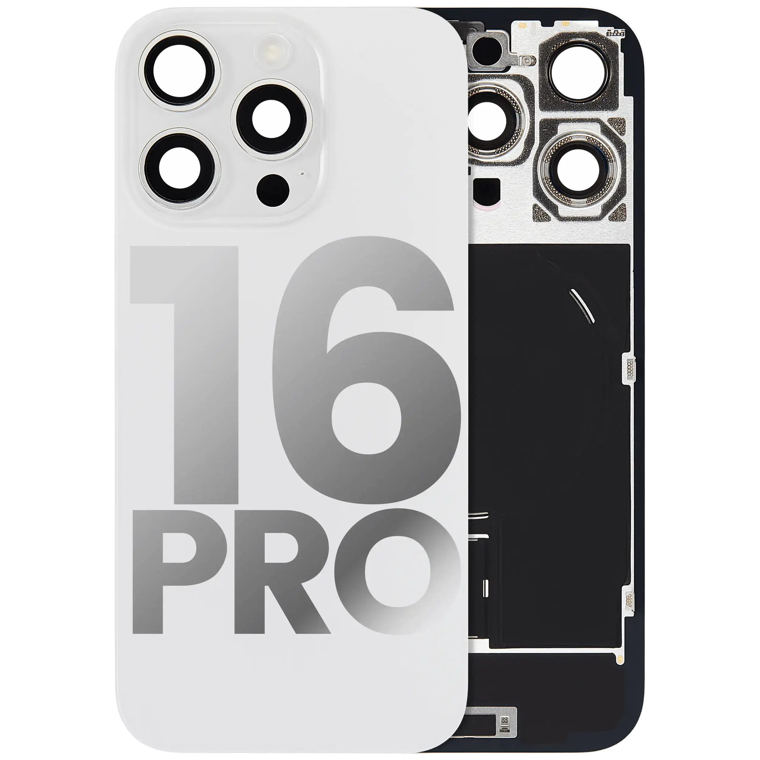 Back cover with MagSafe magnet, NFC & flash flex cable for iPhone 16 Pro (used OEM, B quality, White Titanium)