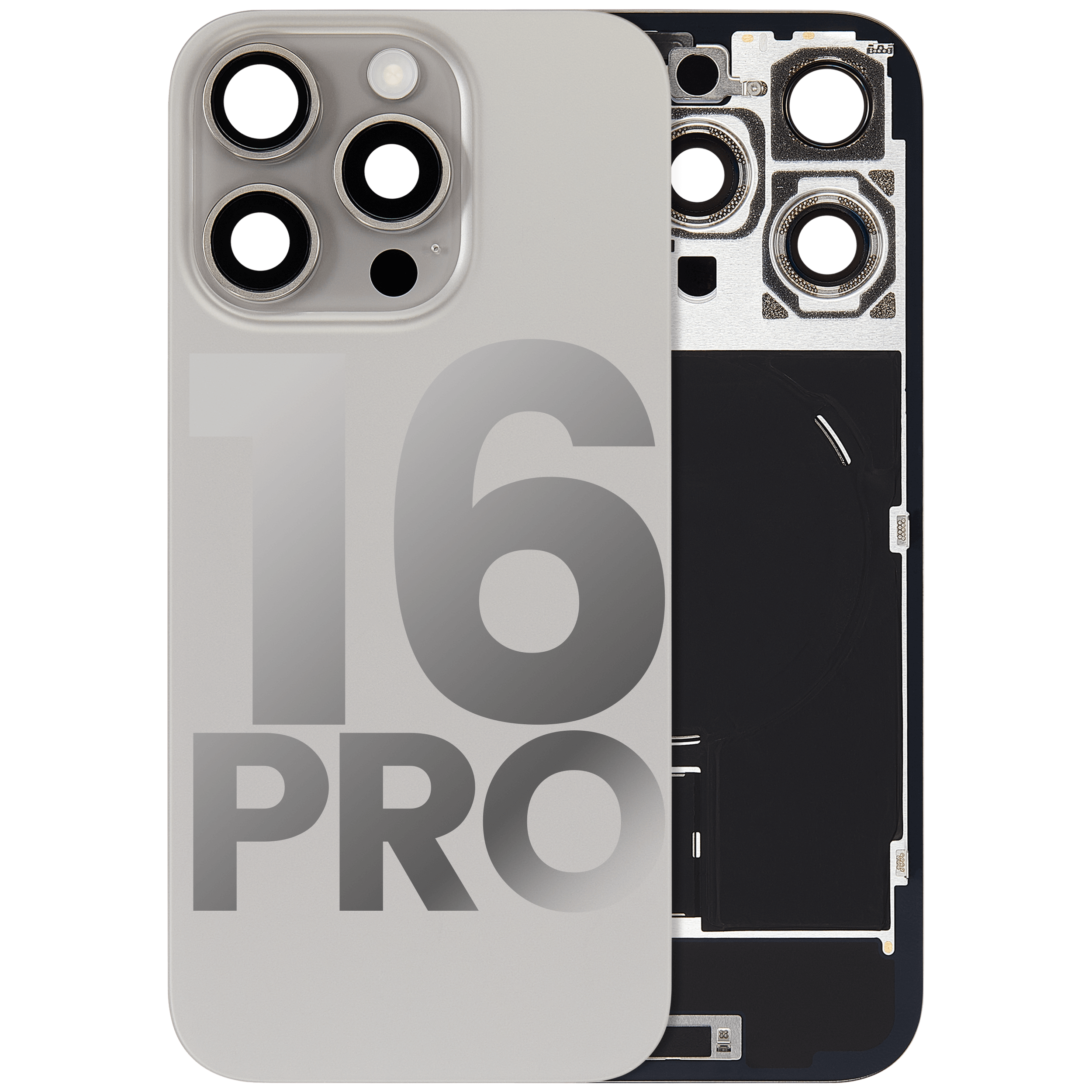 Back cover with MagSafe magnet, NFC and flash flex cable for iPhone 16 Pro (used OEM, Grade B) (Natural Titanium)