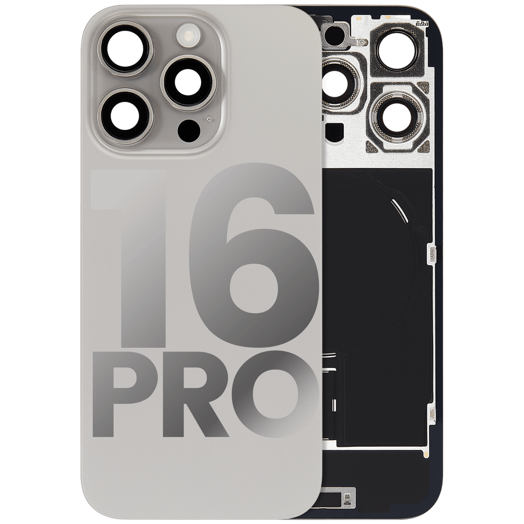 Back cover with MagSafe magnet, NFC and flash flex cable for iPhone 16 Pro (used OEM, Grade B) (Natural Titanium)