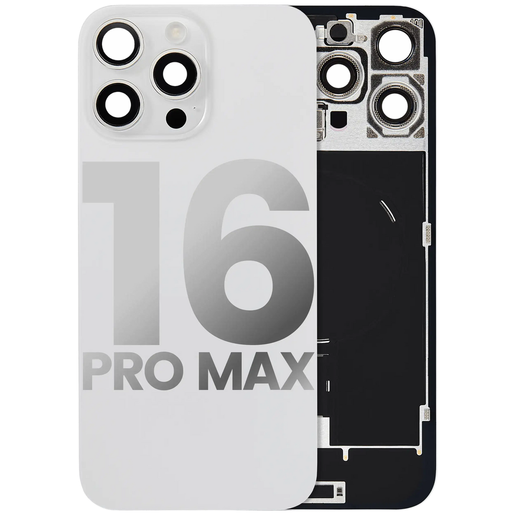 Back Cover with MagSafe Magnet, NFC, and Flash Flex Cable for iPhone 16 Pro Max (Used OEM Pulled, Quality B) (White Titanium)
