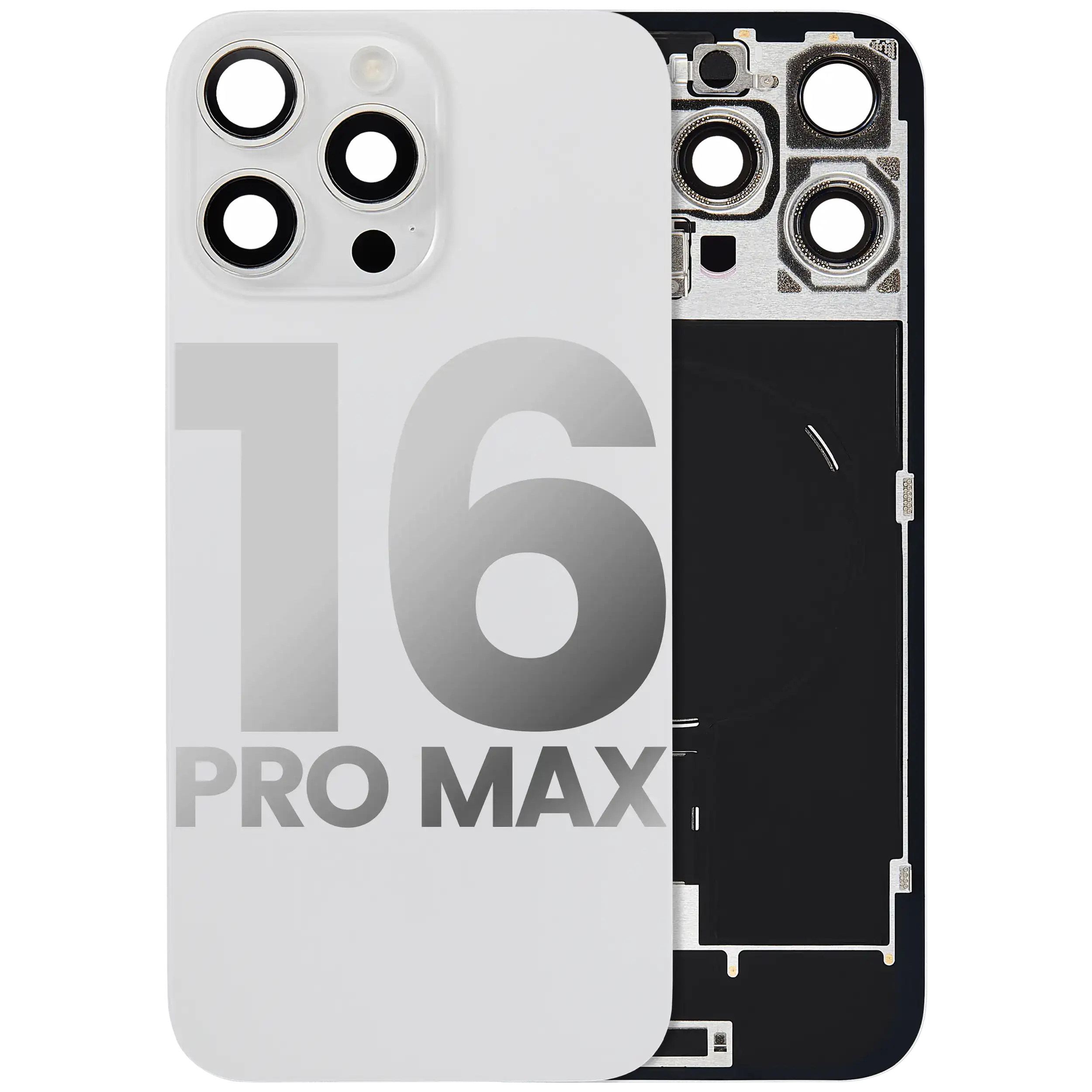 Back Cover with MagSafe Magnet, NFC, and Flash Flex Cable for iPhone 16 Pro Max (Used OEM Pulled, Quality B) (White Titanium)