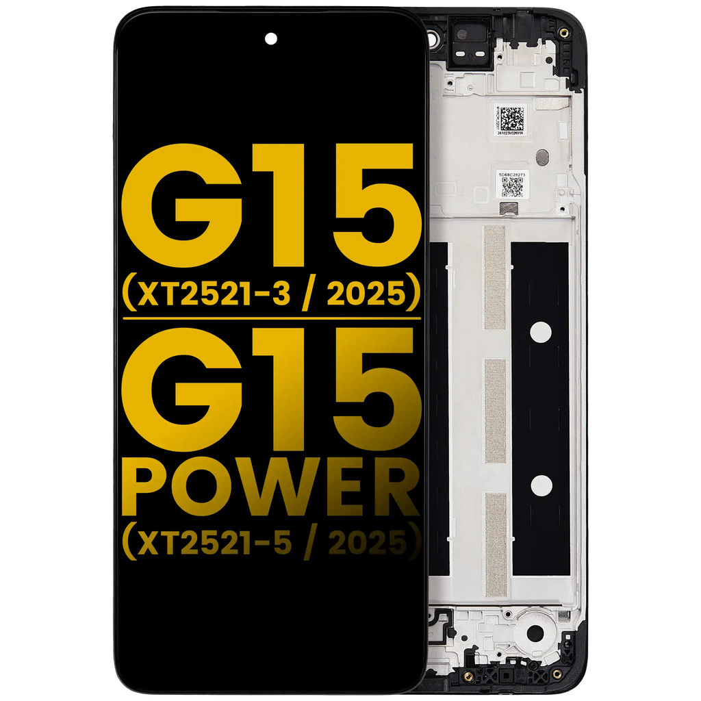 LCD Complete Display with Frame for Motorola Moto G15 (XT2521-3/2025) / G15 Power (XT2521-5/2025) (Refurbished, all colors)