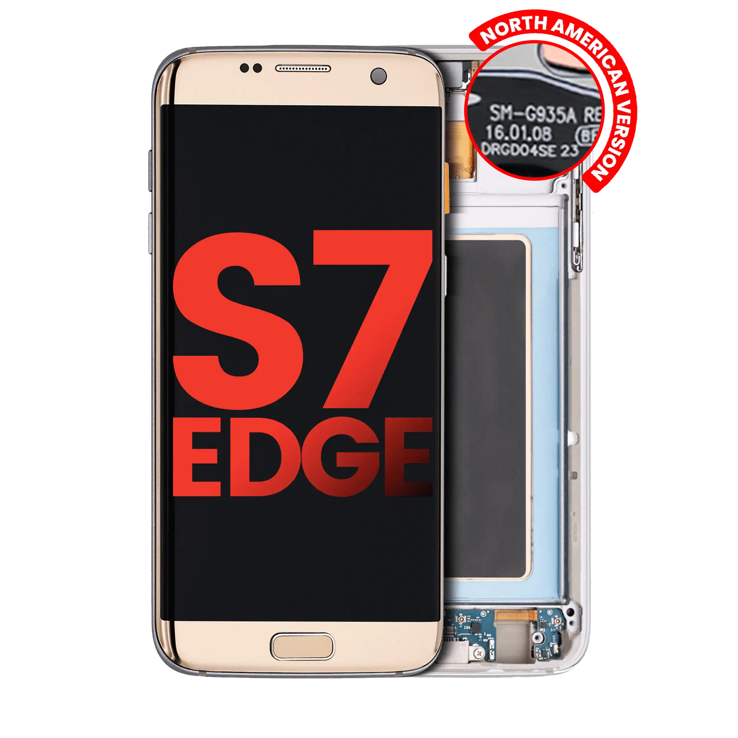 OLED-Display mit Rahmen für Samsung Galaxy S7 Edge Gold Platinum (Aftermkt+)