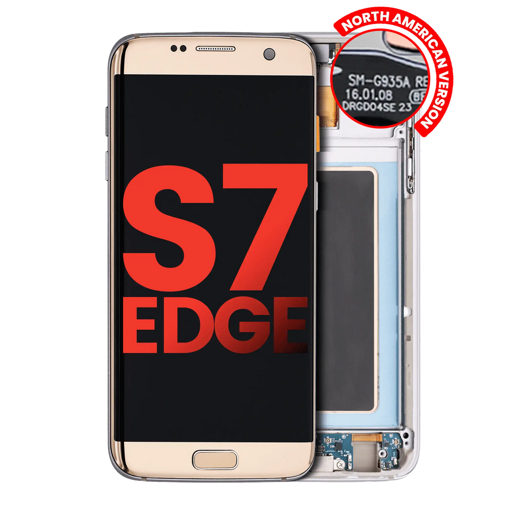 OLED-Display mit Rahmen für Samsung Galaxy S7 Edge Gold Platinum (Aftermkt+)