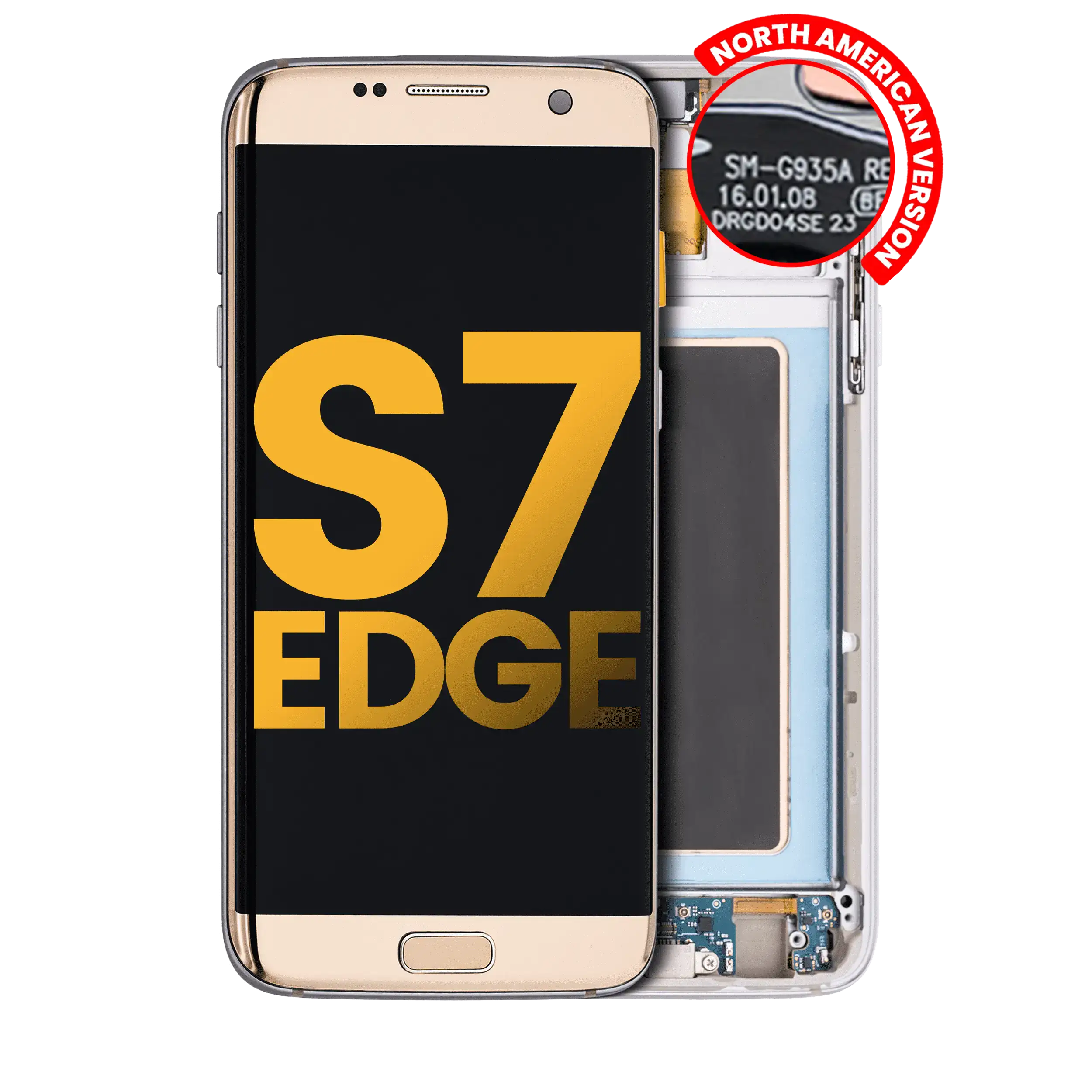 OLED-Display mit Rahmen für Samsung Galaxy S7 Edge Gold-Platin Refurbished