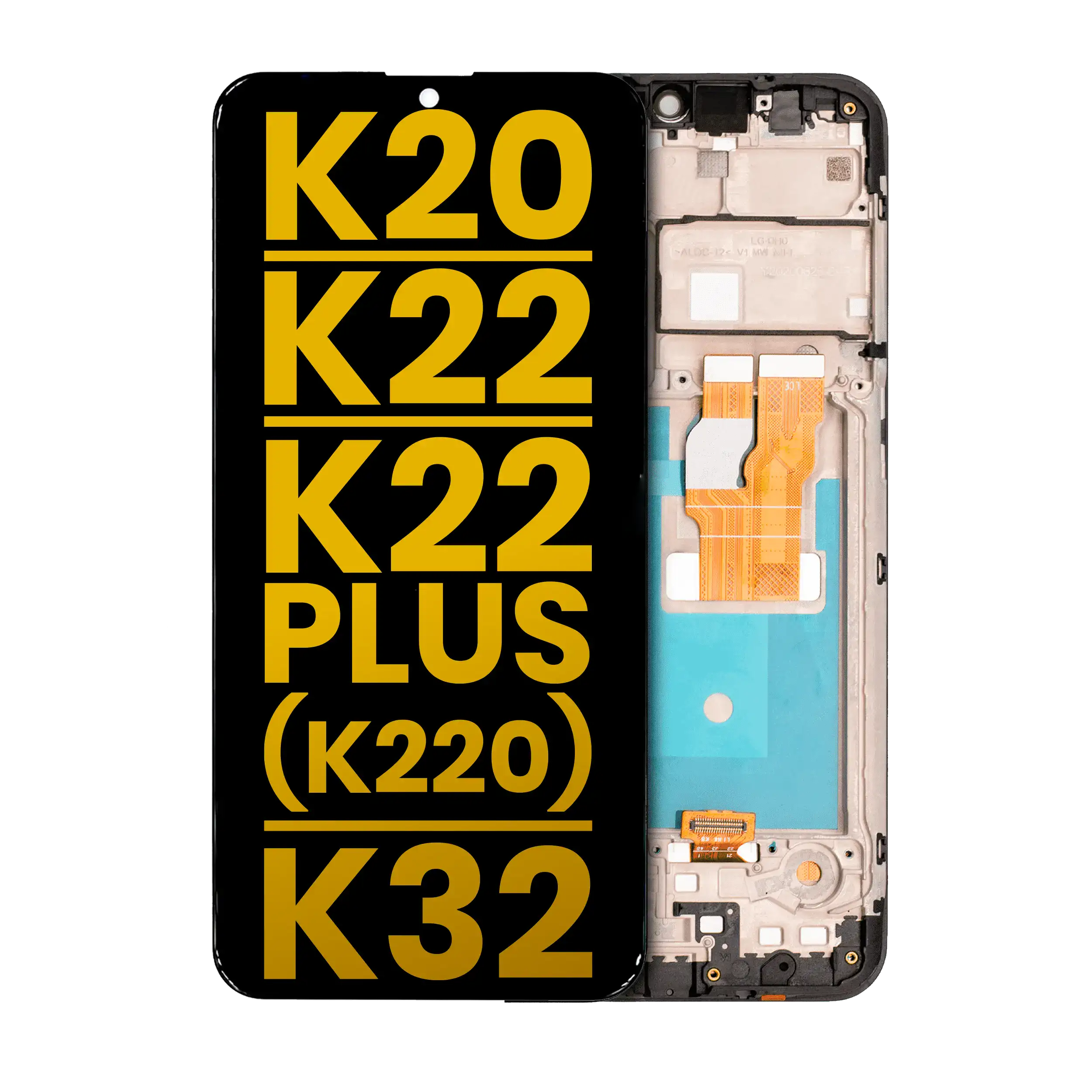 LCD-Display mit Rahmen für LG K20/K22/K22+/K32 (Refurbished, Schwarz)