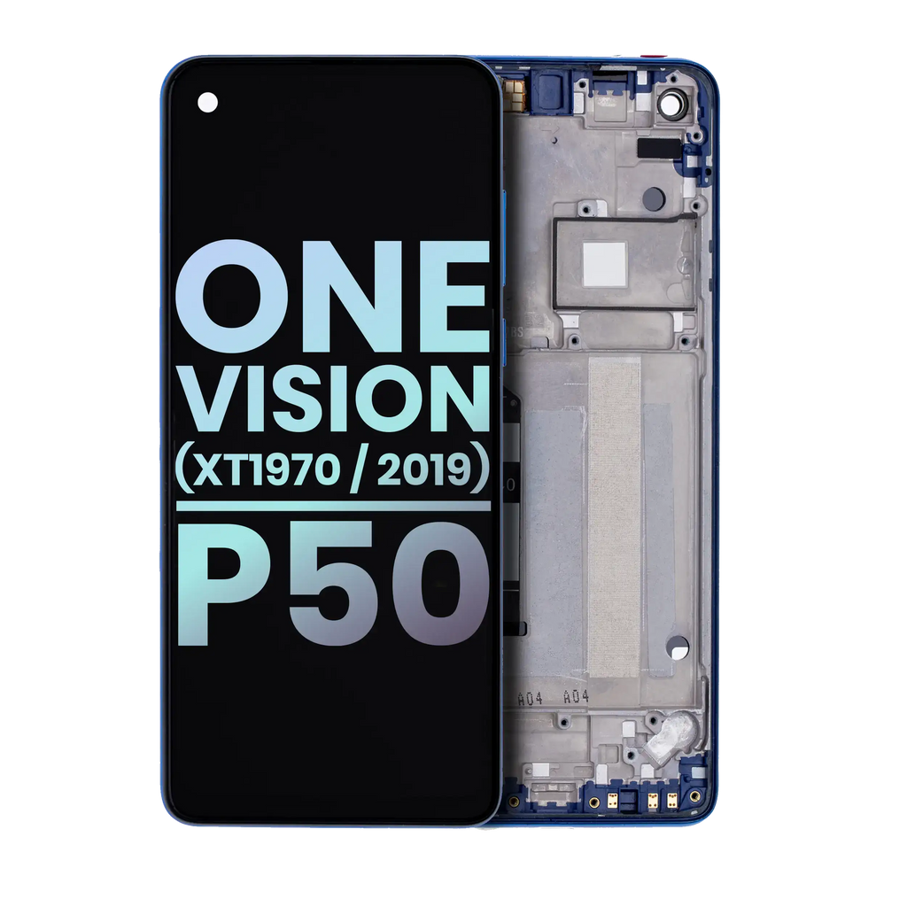 LCD-Display mit Rahmen für Motorola One Vision (XT1970 / 2019) / P50 (Original OEM) (Sapphire Gradient)