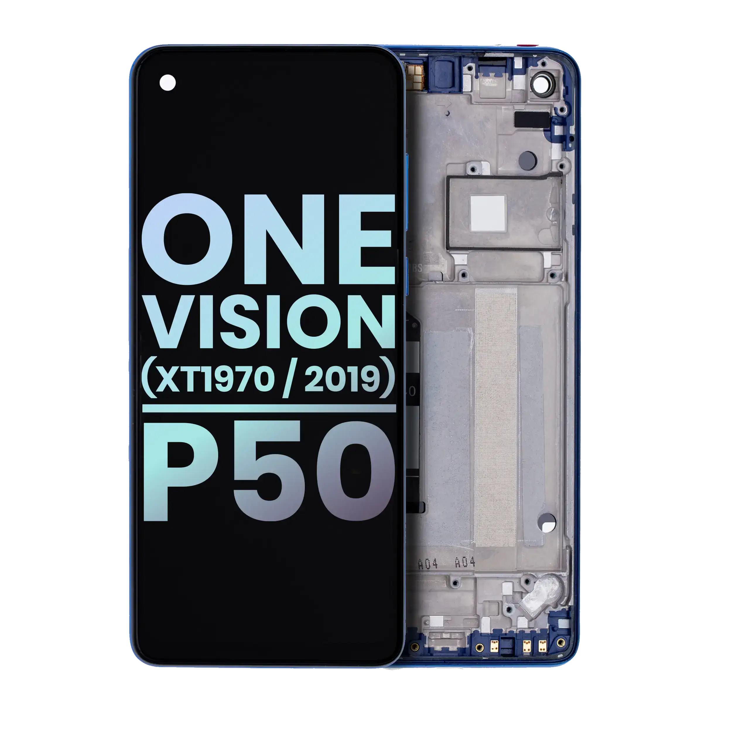 LCD-Display mit Rahmen für Motorola One Vision (XT1970 / 2019) / P50 (Original OEM) (Sapphire Gradient)