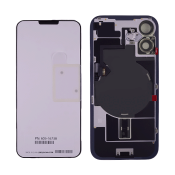 Back-Glas mit MagSafe-Magnet, NFC und Blitz-Flexkabel für iPhone 16 (Genuine OEM) (UK / EU Version) (Schwarz)