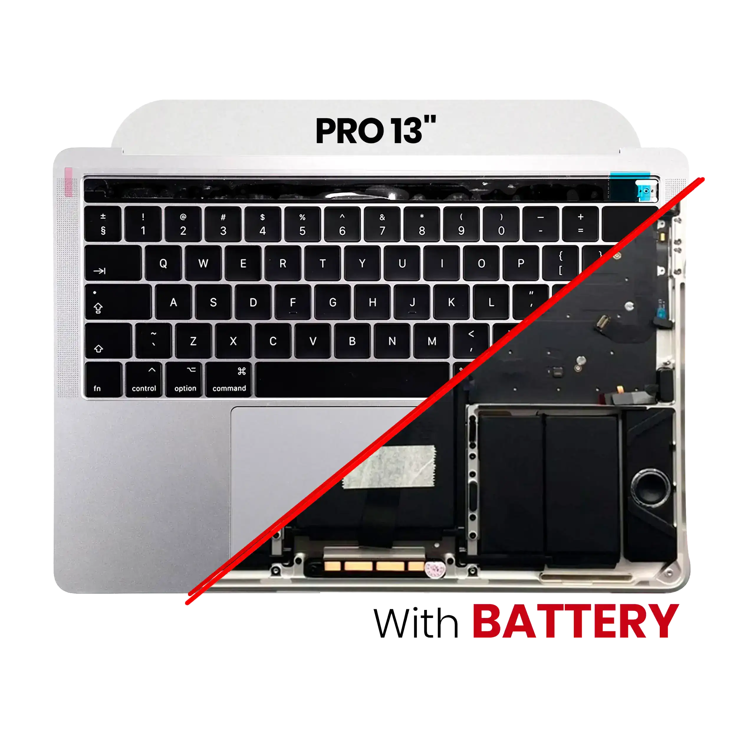Top Case Assembly with Battery and Keyboard for MacBook Pro 13" A1706 (2016) (US Keyboard) (used OEM part, quality B/C) (Space Gray)
