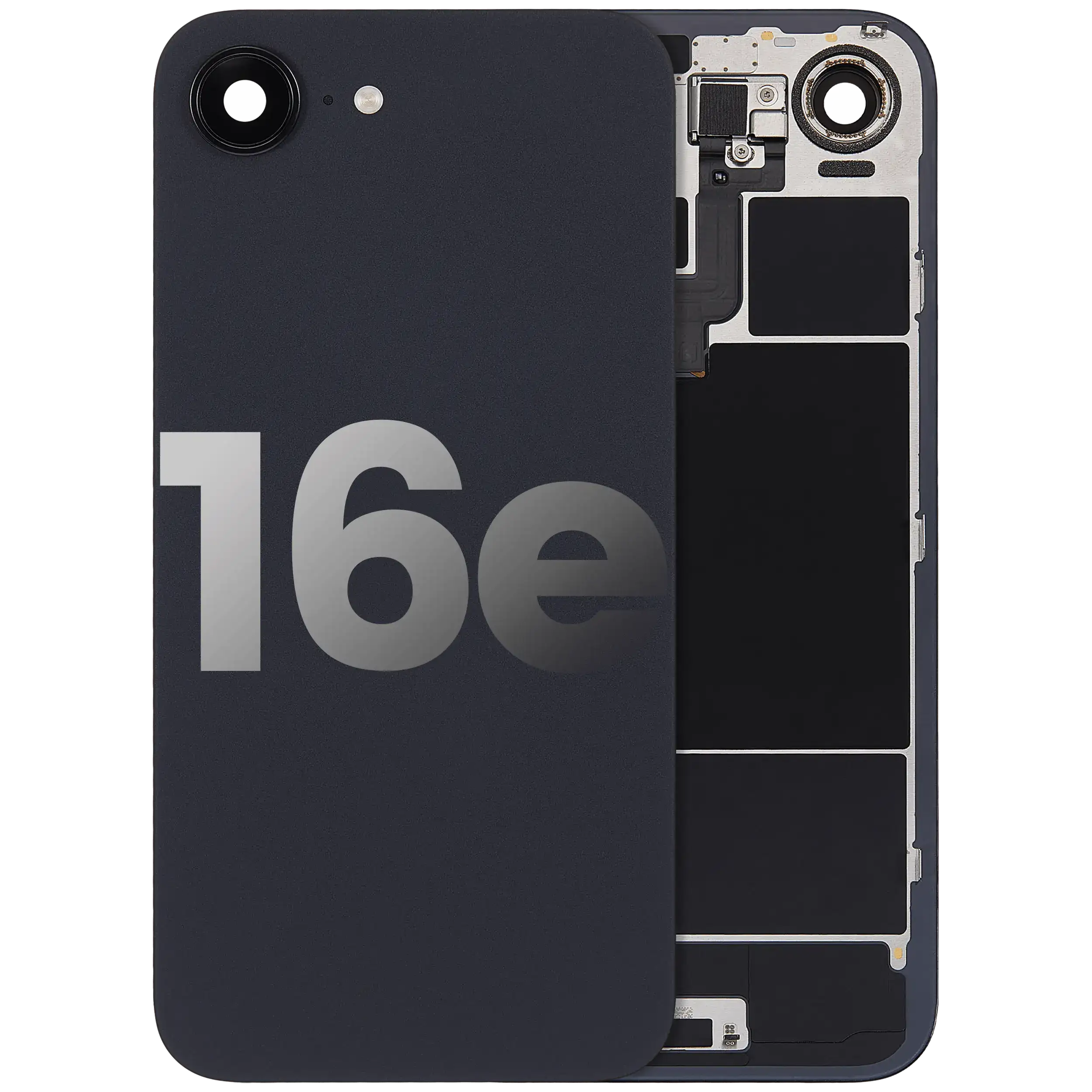 Back cover with MagSafe magnet, NFC and flash flex cable for iPhone 16e (used OEM, Grade A) (Black)