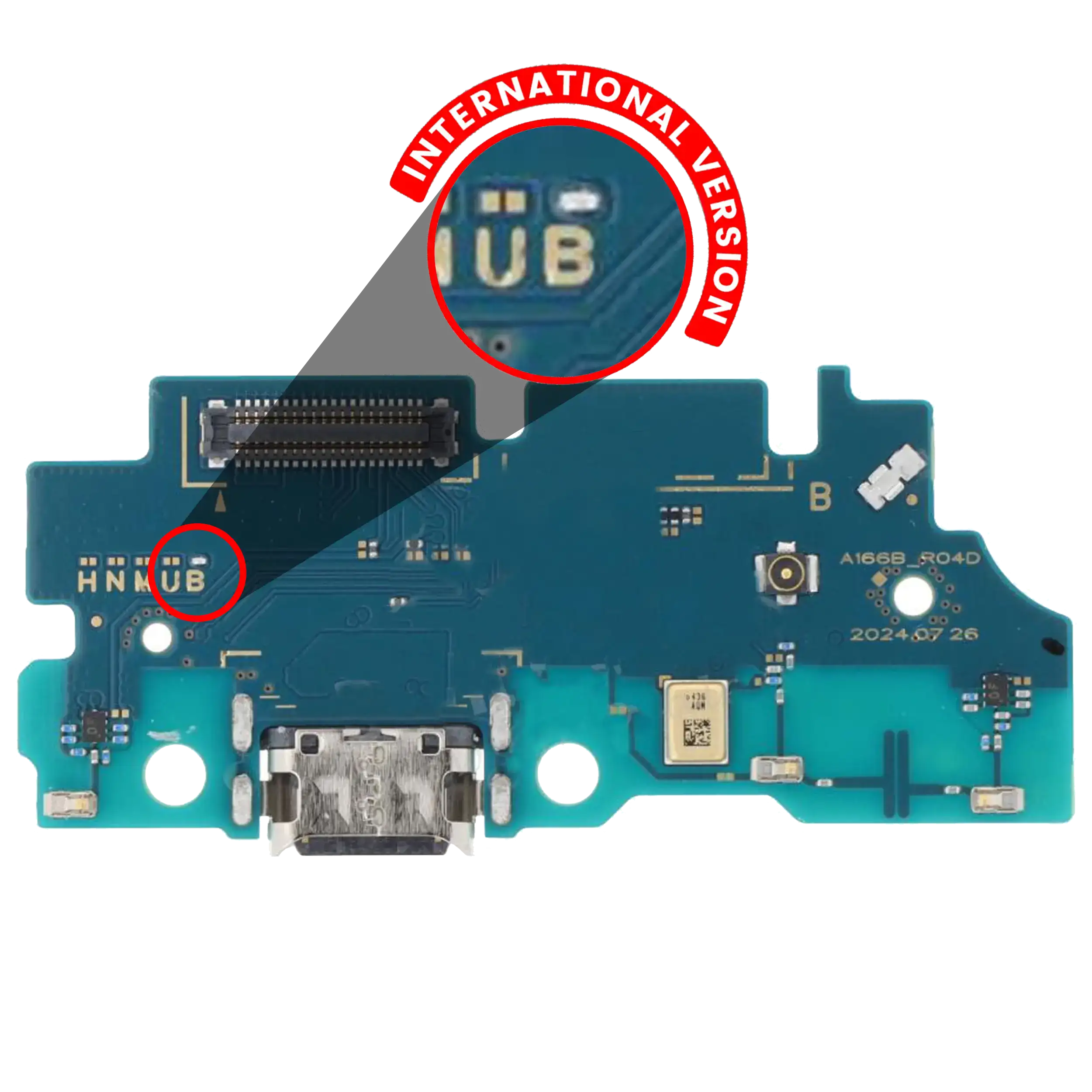 Charging Port with PCB for Samsung Galaxy A16 5G (A166B / 2024) (International Version) (Aftermarket Plus)