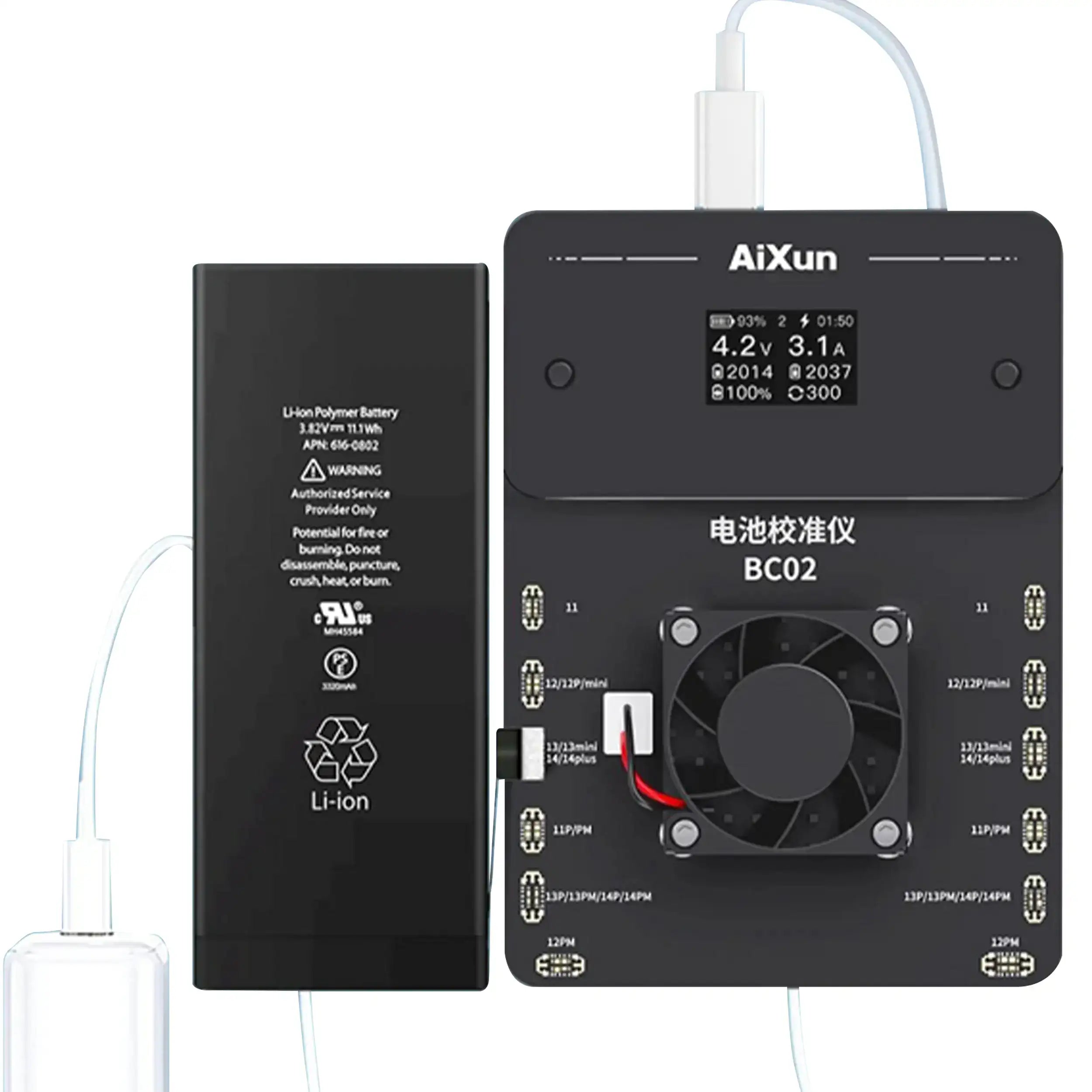BC02 Dual-Channel Battery Calibrator with Battery Health Calibration for iPhone 11-14 Series (Aixun) (110V / North America)