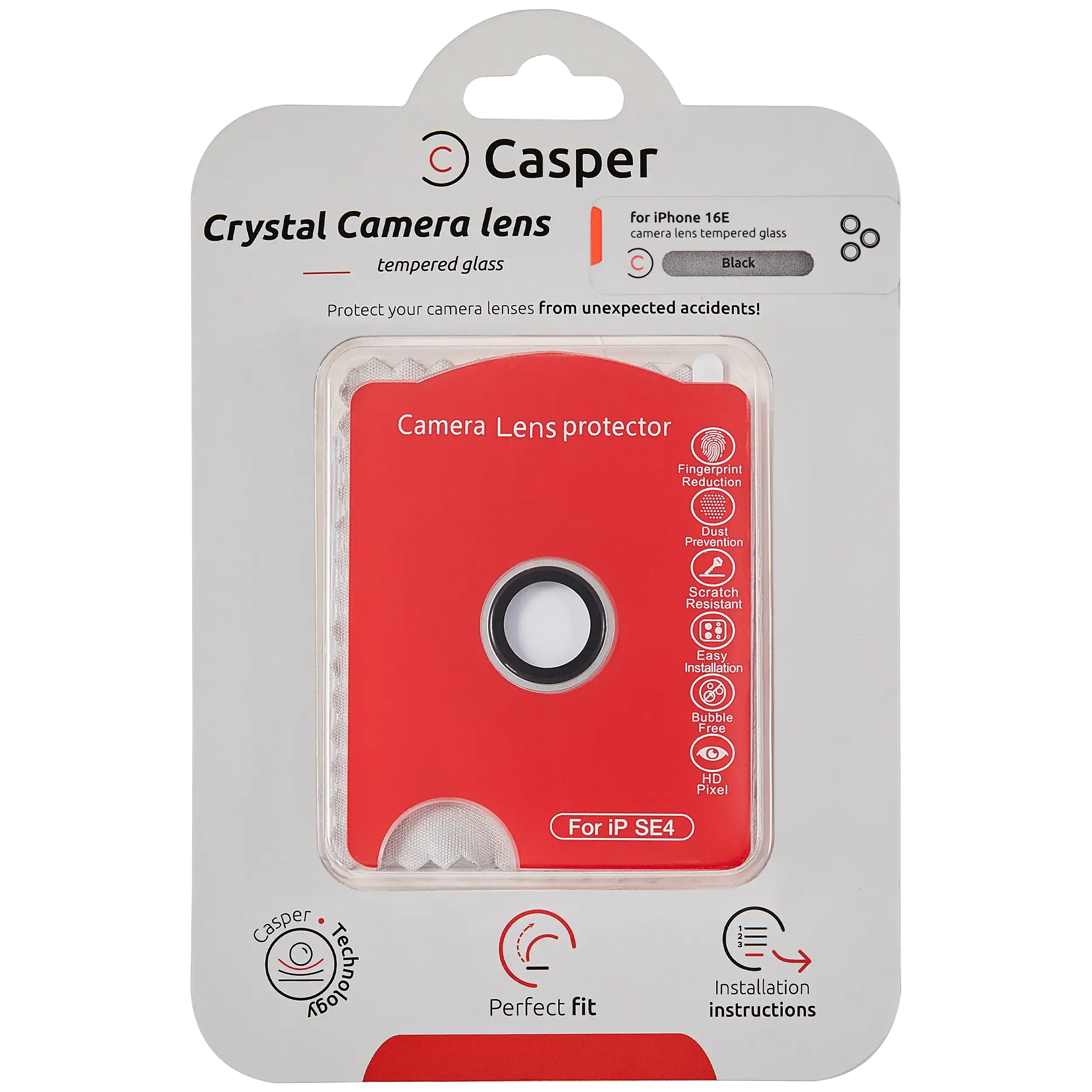 Casper Kamera-Linsenschutz kompatibel mit iPhone 16E / 17E (Silber) (Klar)