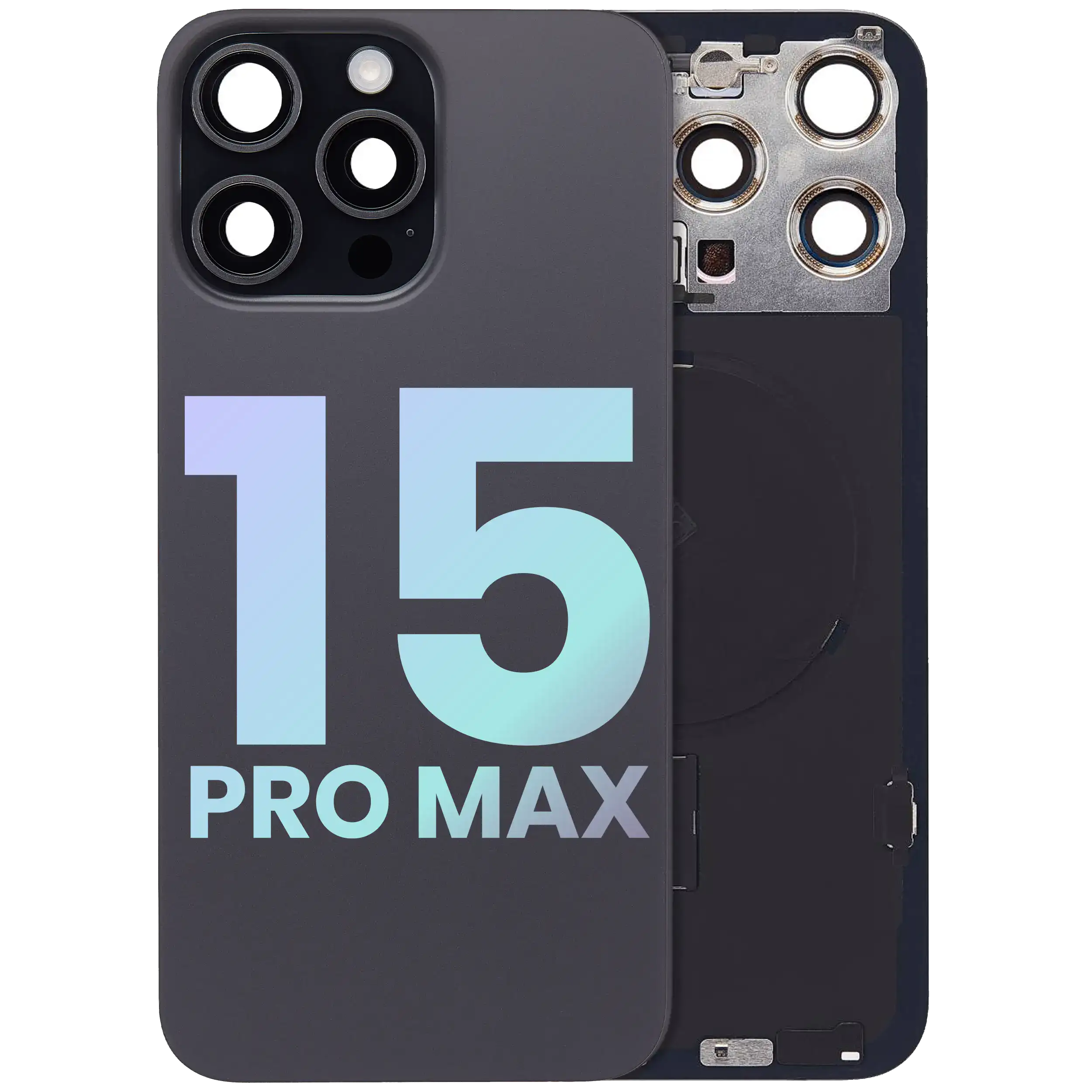 Back Cover with MagSafe Magnet & NFC & Flash Flex Cable for iPhone 15 Pro Max (Service Pack) (Black Titanium)