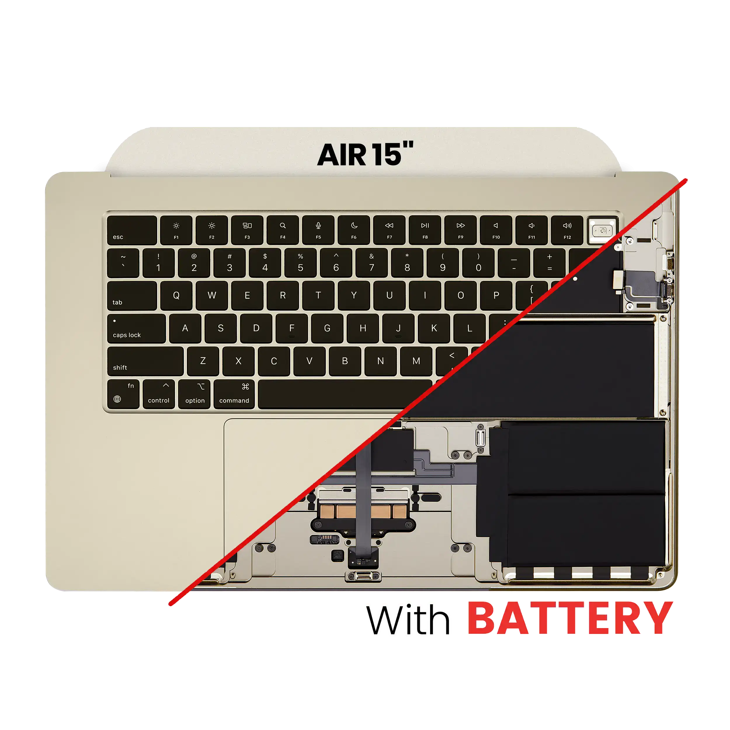 Top case with battery and keyboard for MacBook Air 15" (A2941 / Mid 2023) (US Keyboard) (Starlight)