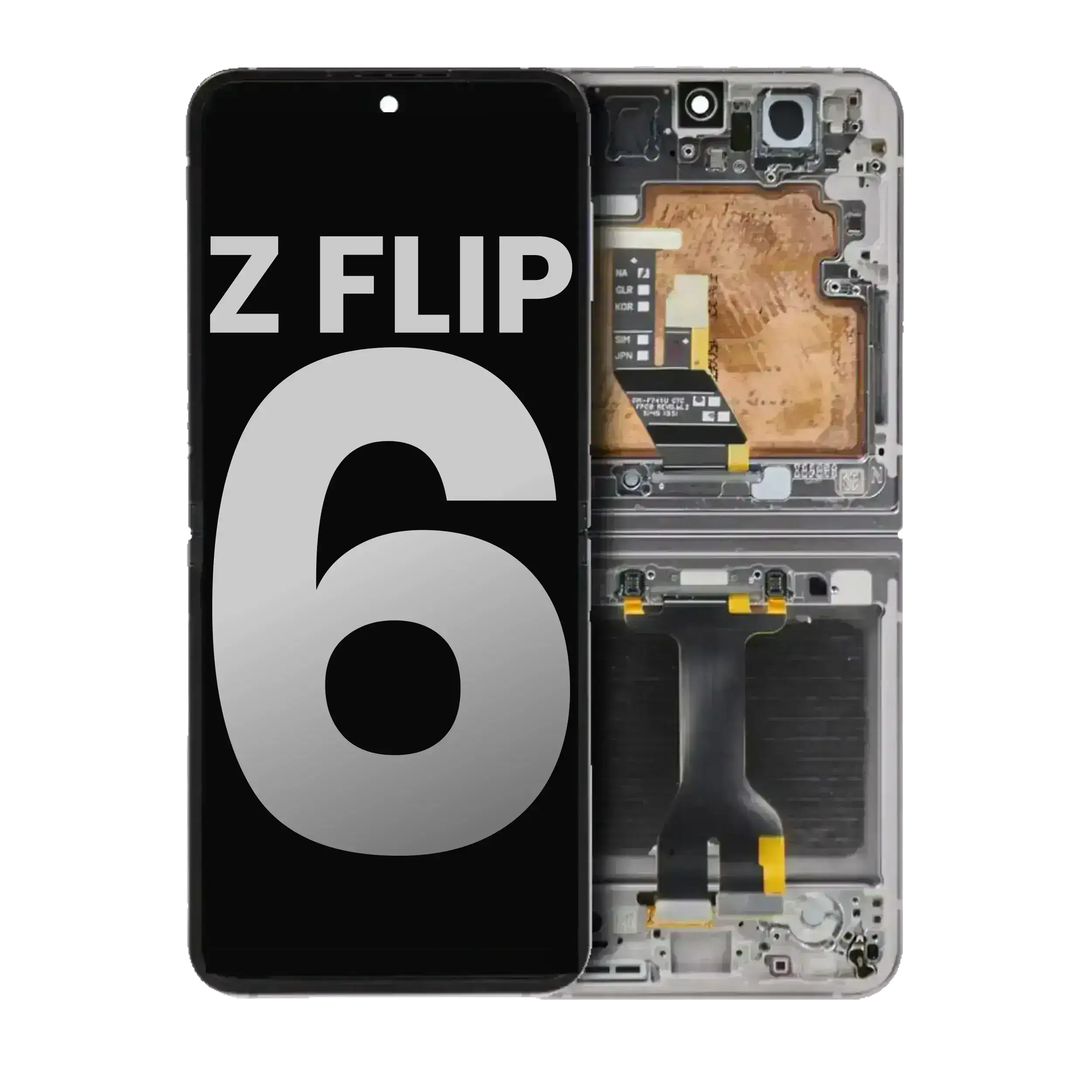 OLED Innendisplay mit Rahmen für Samsung Galaxy Z Flip 6 5G Silber OEM B/C