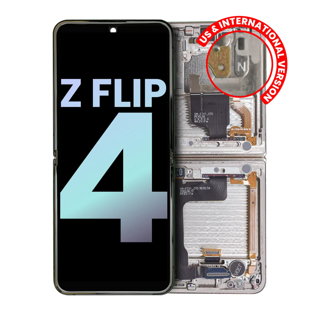 Inner OLED Display with Frame for Samsung Galaxy Z Flip 4 5G (US & International) (Service Pack) (White)