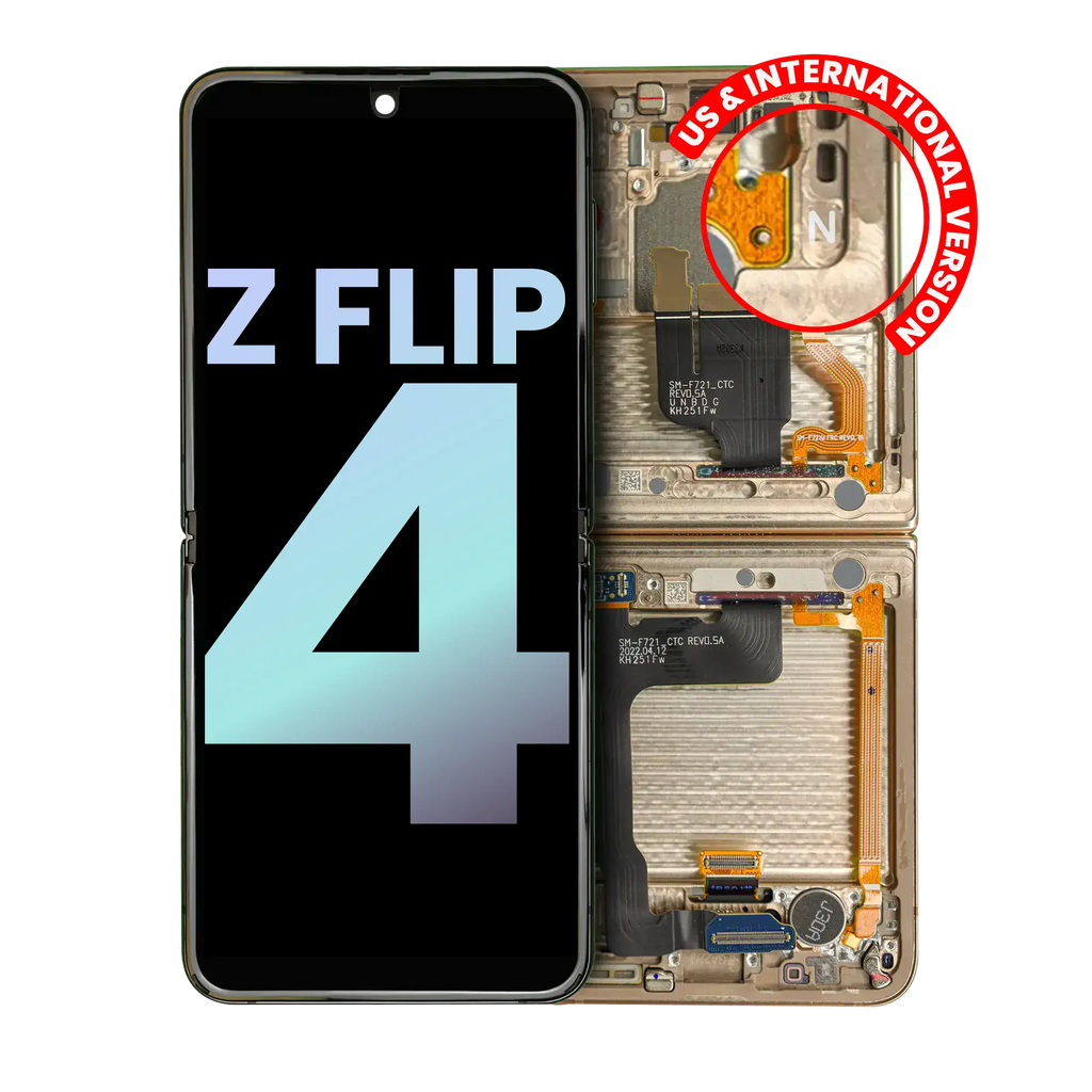 Inner OLED Display with Frame for Samsung Galaxy Z Flip 4 5G (US & International) (Service Pack) (Yellow)
