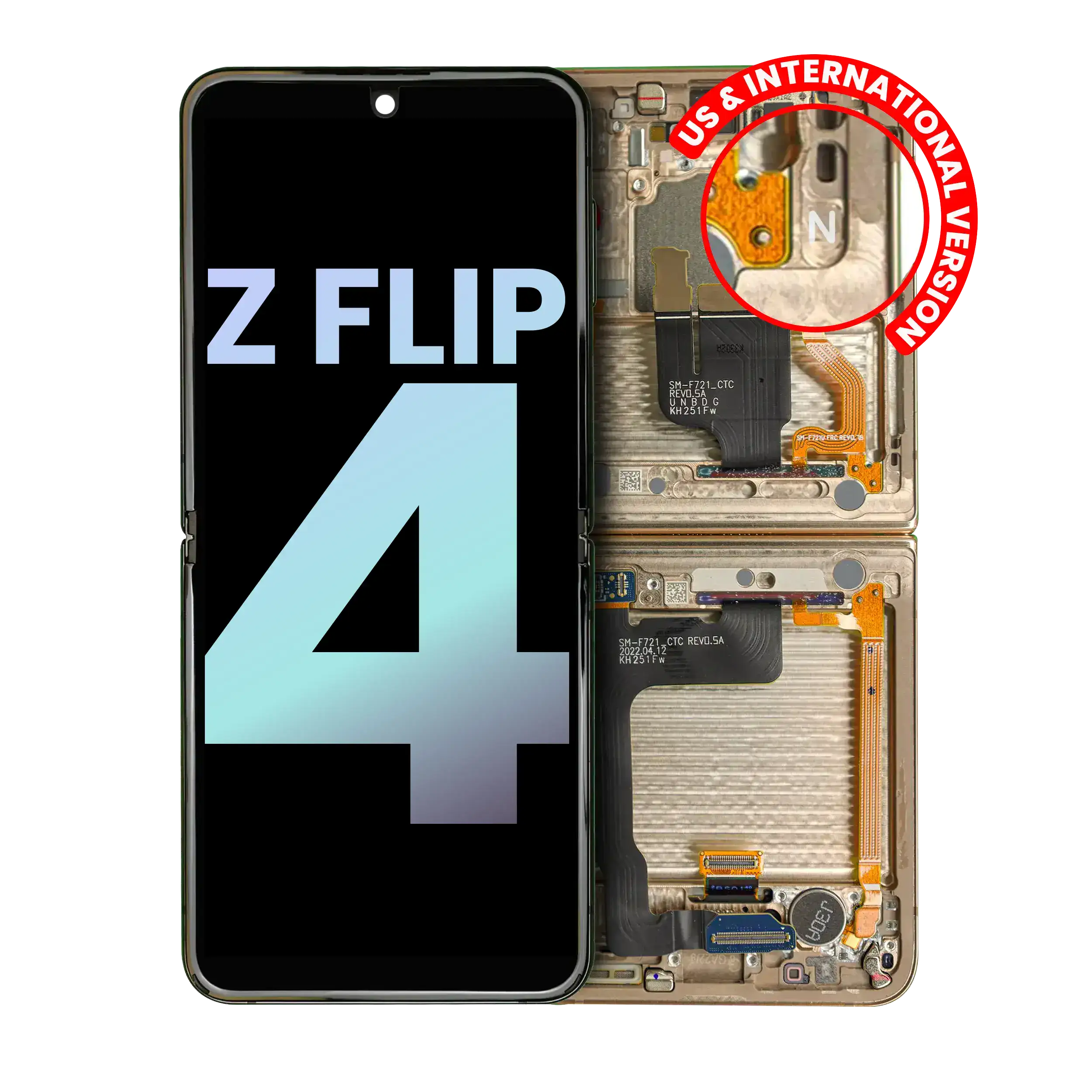 Inner OLED Display with Frame for Samsung Galaxy Z Flip 4 5G (US & International) (Service Pack) (Yellow)