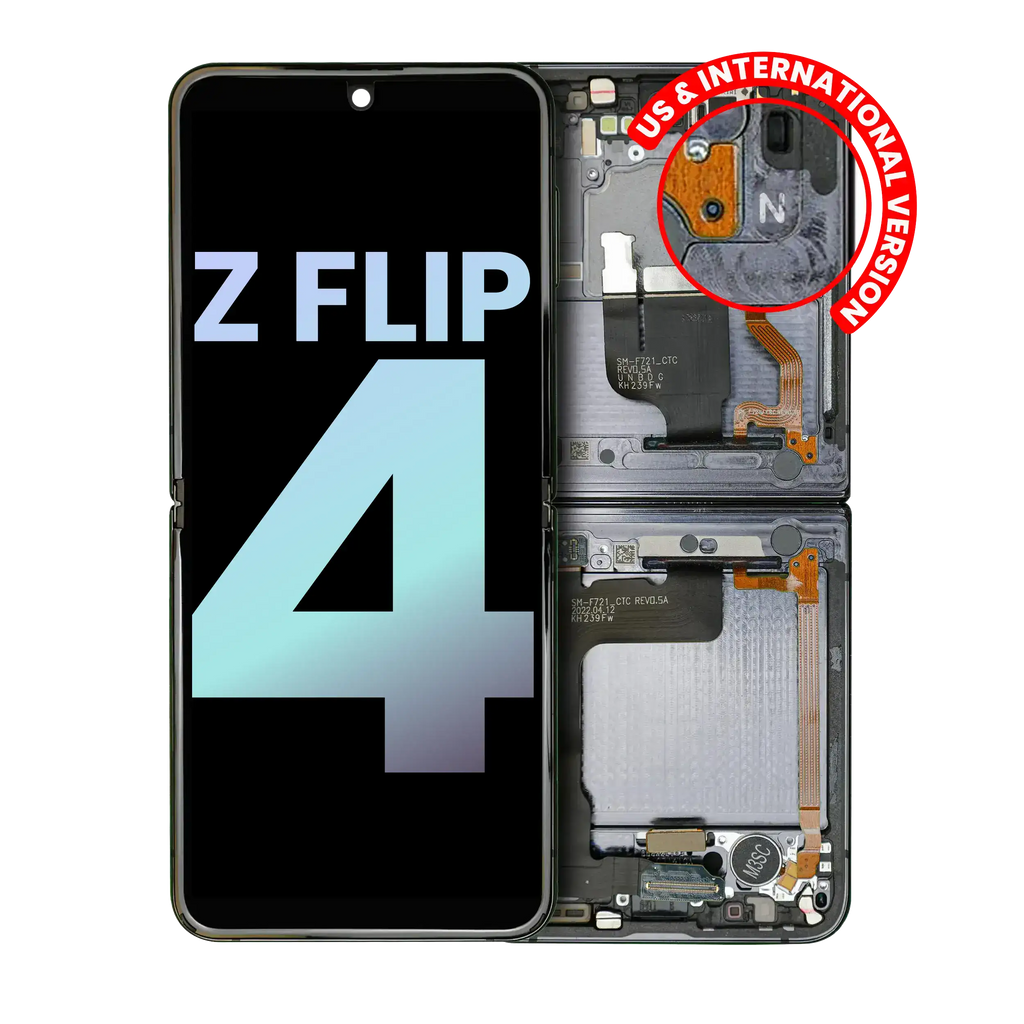 Inner OLED Display with Frame for Samsung Galaxy Z Flip 4 5G (US & International) Service Pack Graphite