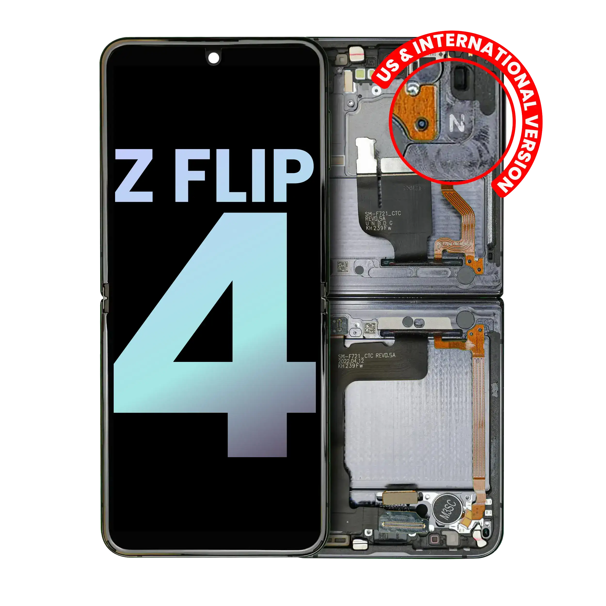 Innen-OLED-Display mit Rahmen Samsung Galaxy Z Flip 4 5G Service Pack Graphite